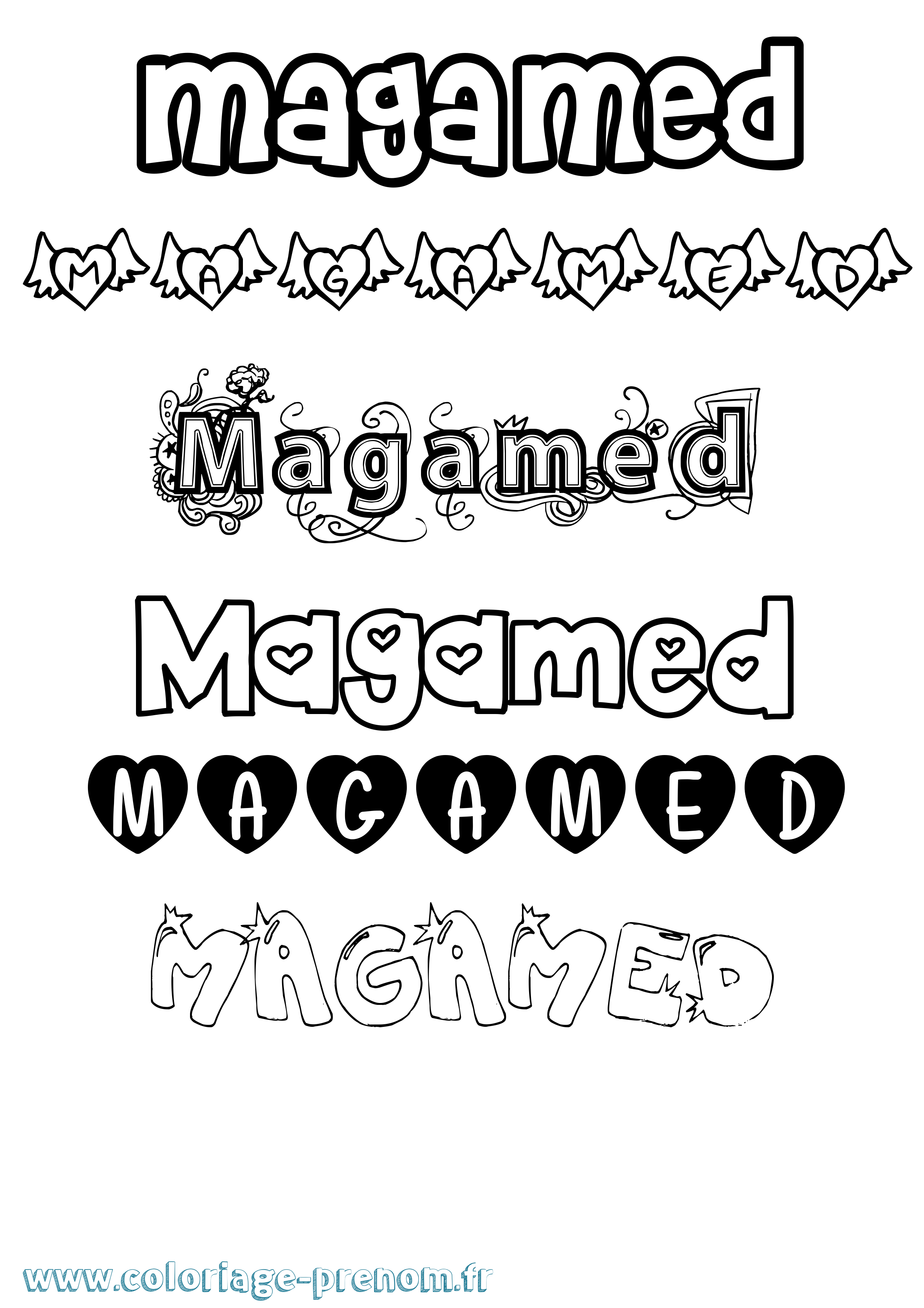 Coloriage Magamed Girly Coloriage prénom Magamed Girly