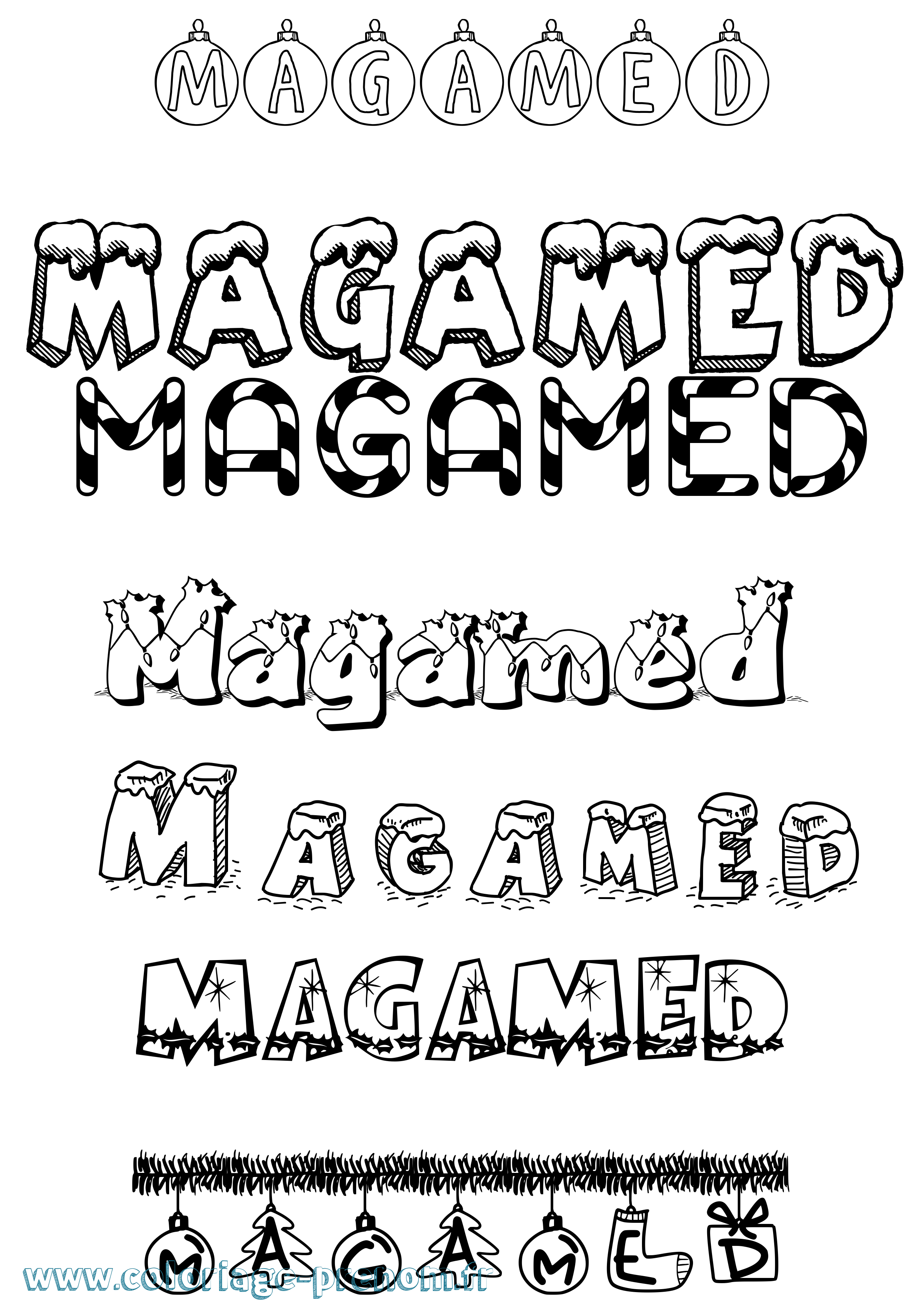 Coloriage Magamed Noël Coloriage prénom Magamed Noël
