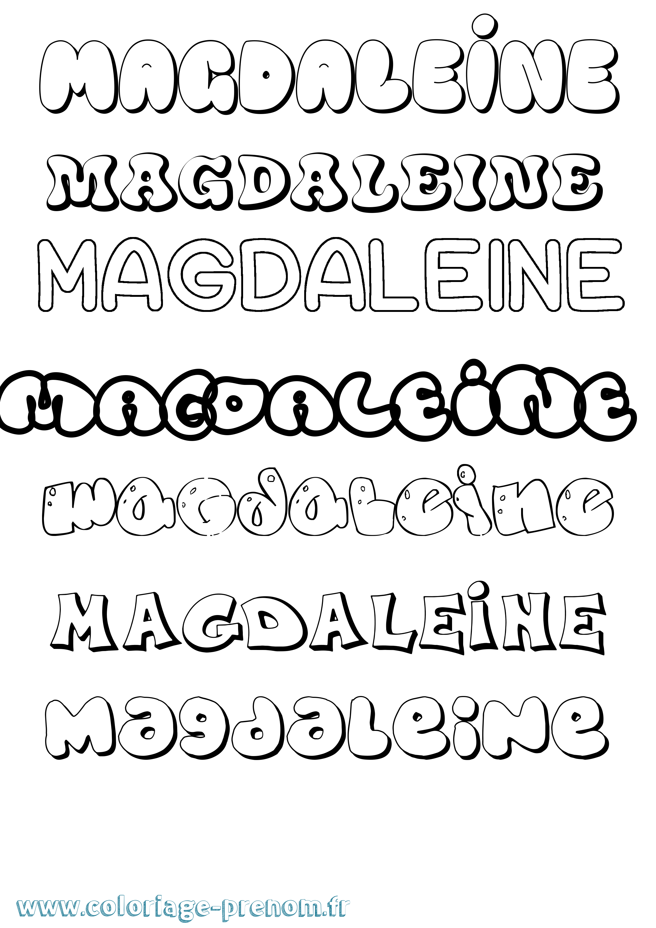Coloriage Magdaleine Bubble Coloriage prénom Magdaleine Bubble