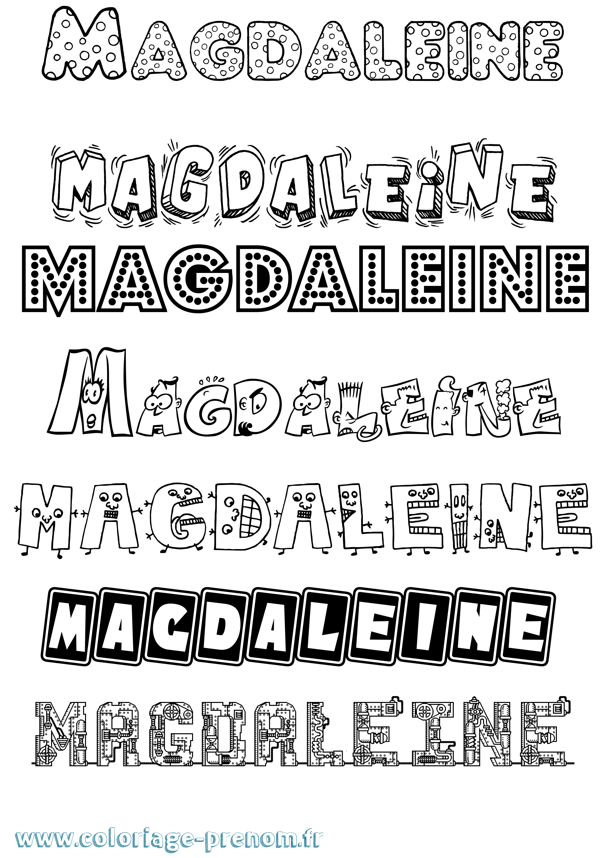Coloriage Magdaleine Fun Coloriage prénom Magdaleine Fun