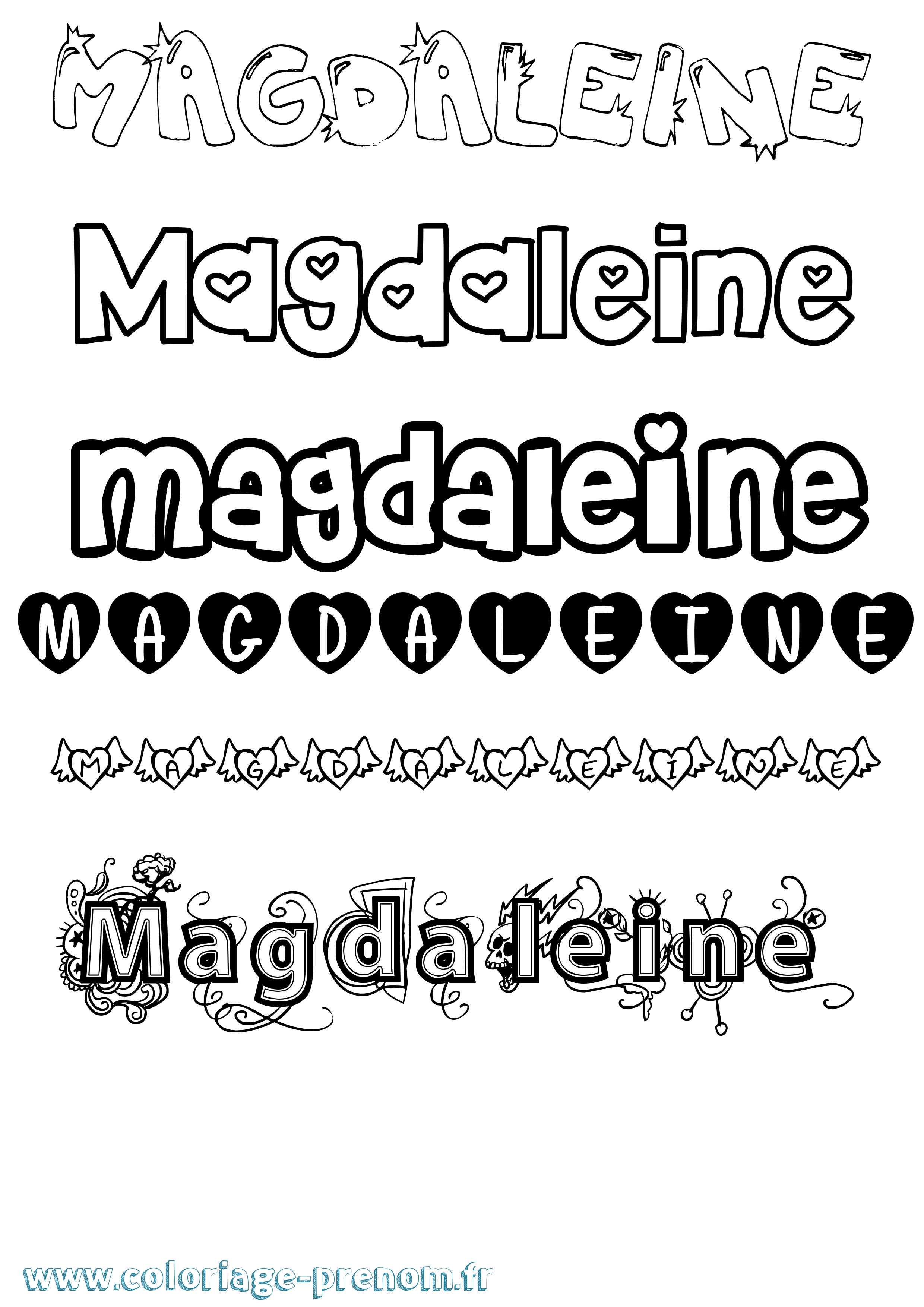 Coloriage Magdaleine Girly Coloriage prénom Magdaleine Girly