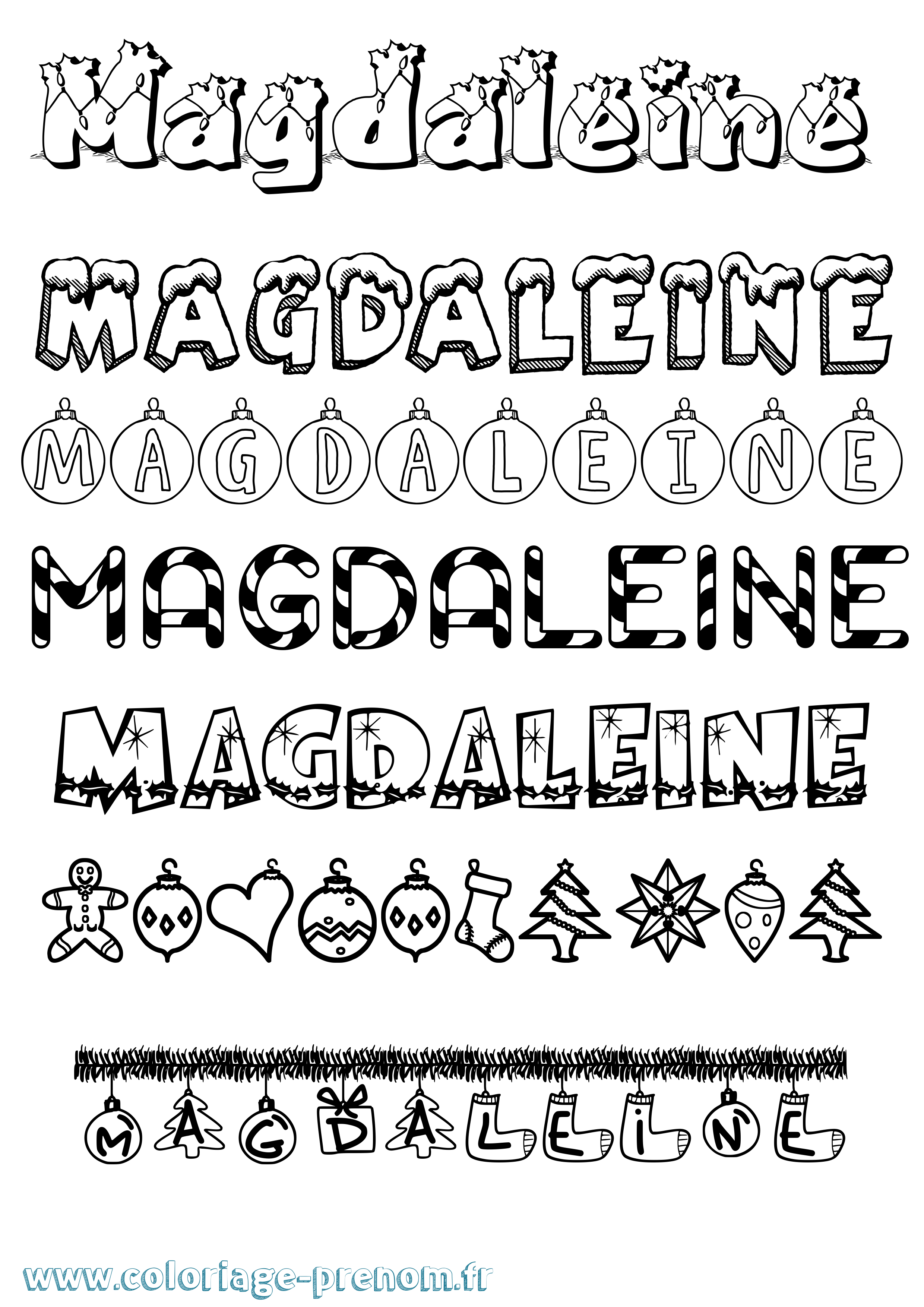 Coloriage Magdaleine Noël Coloriage prénom Magdaleine Noël