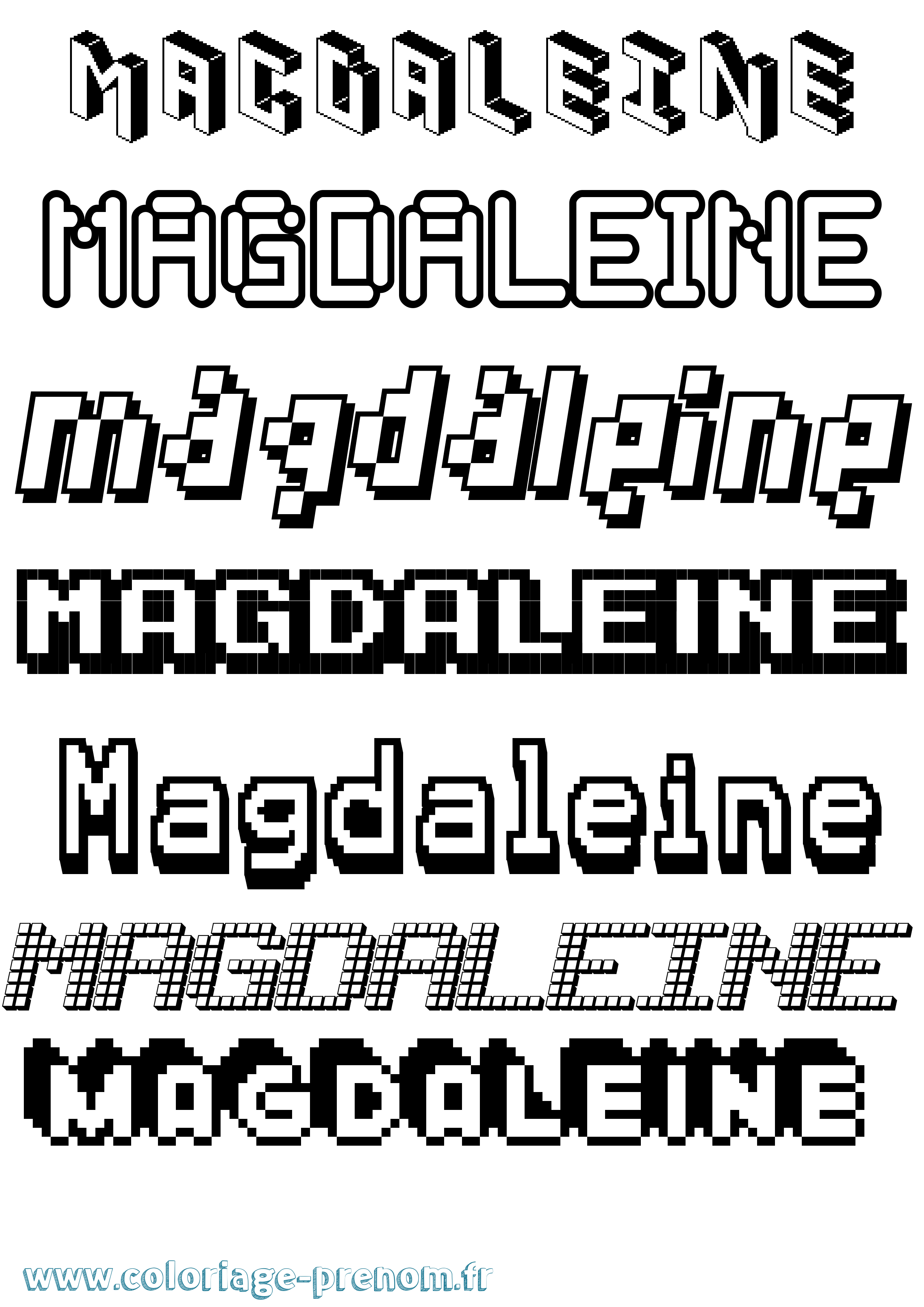 Coloriage Magdaleine Pixel Coloriage prénom Magdaleine Pixel