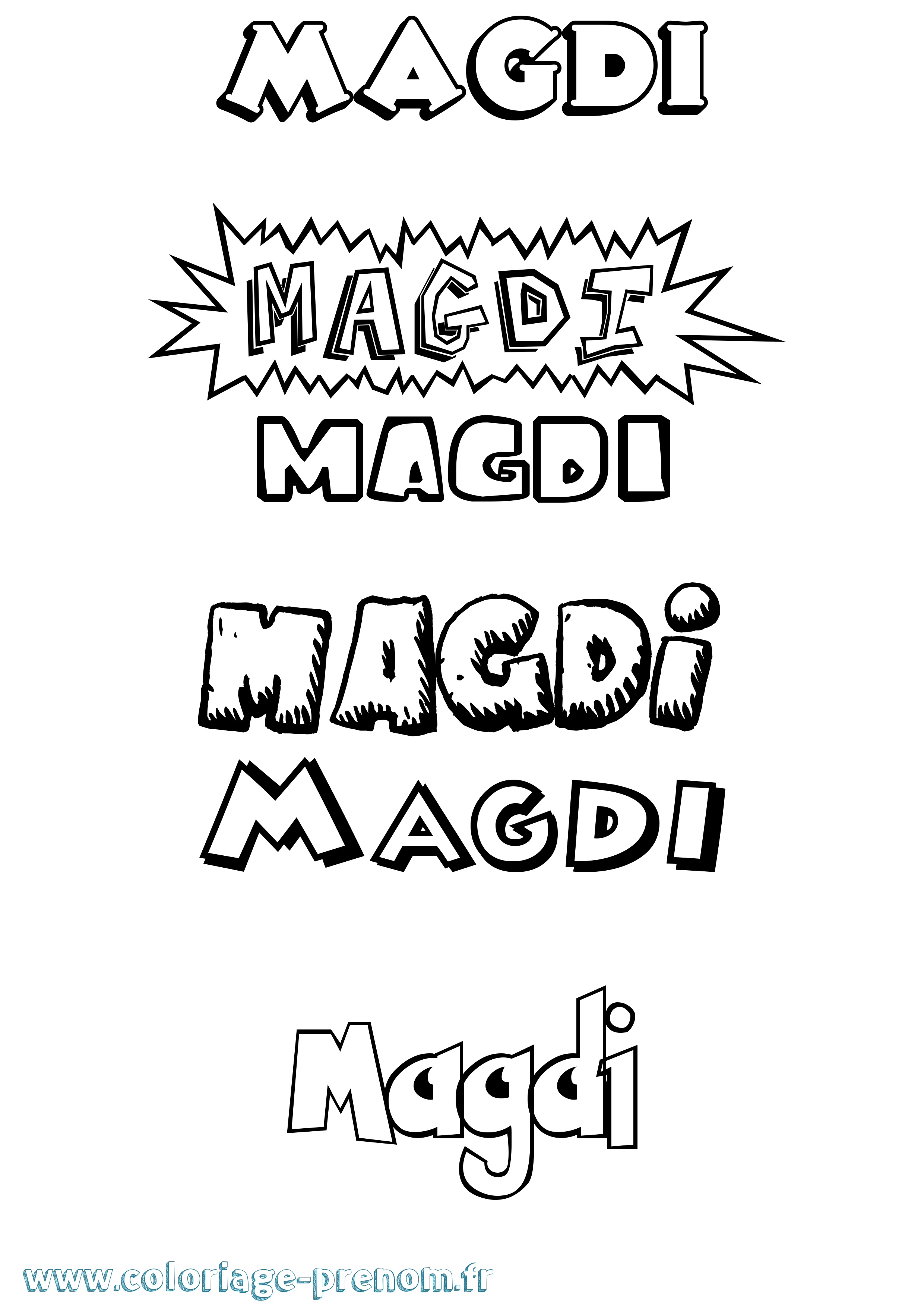 Coloriage Magdi Dessin Animé Coloriage prénom Magdi Dessin Animé