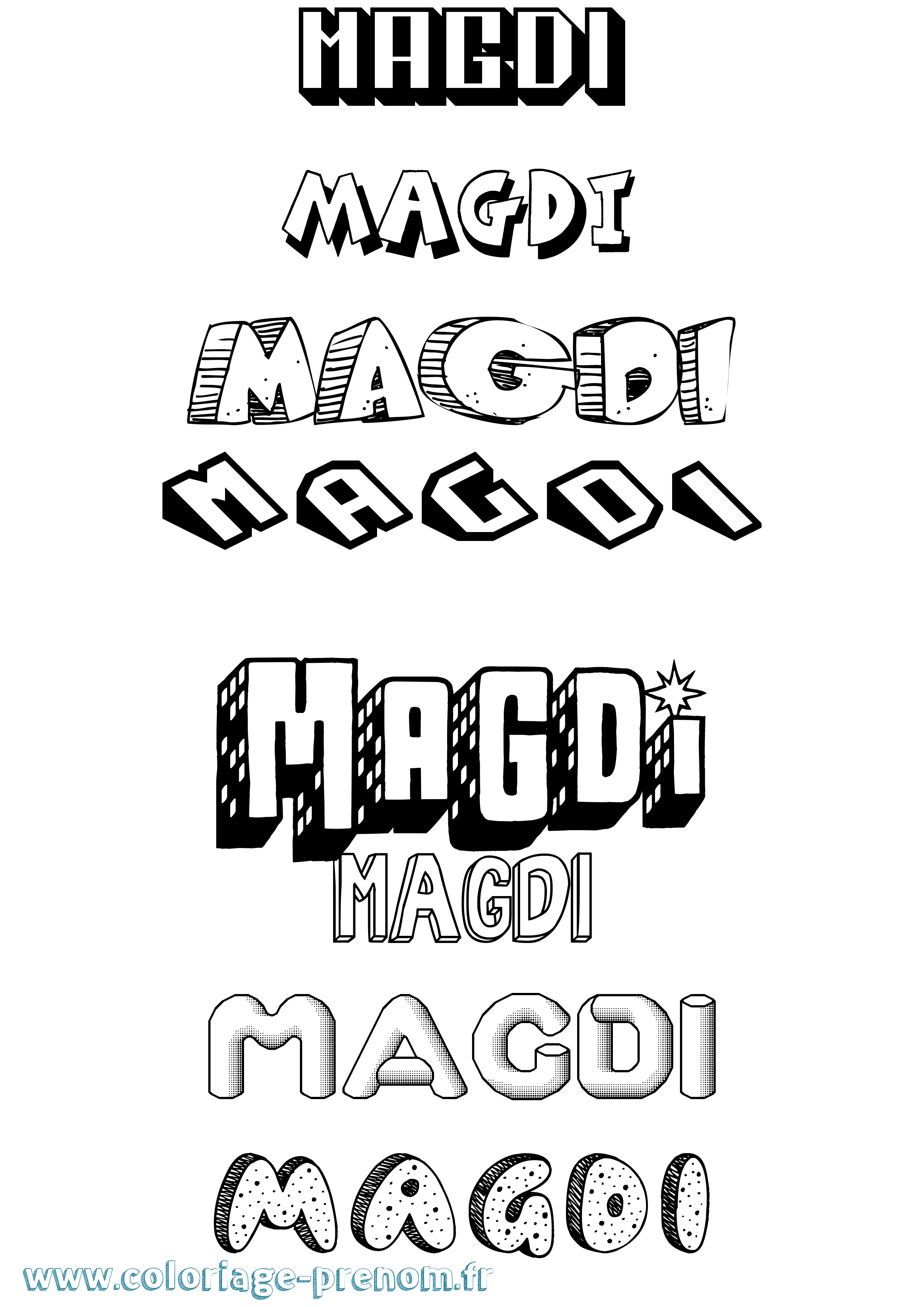 Coloriage Magdi Effet 3D Coloriage prénom Magdi Effet 3D