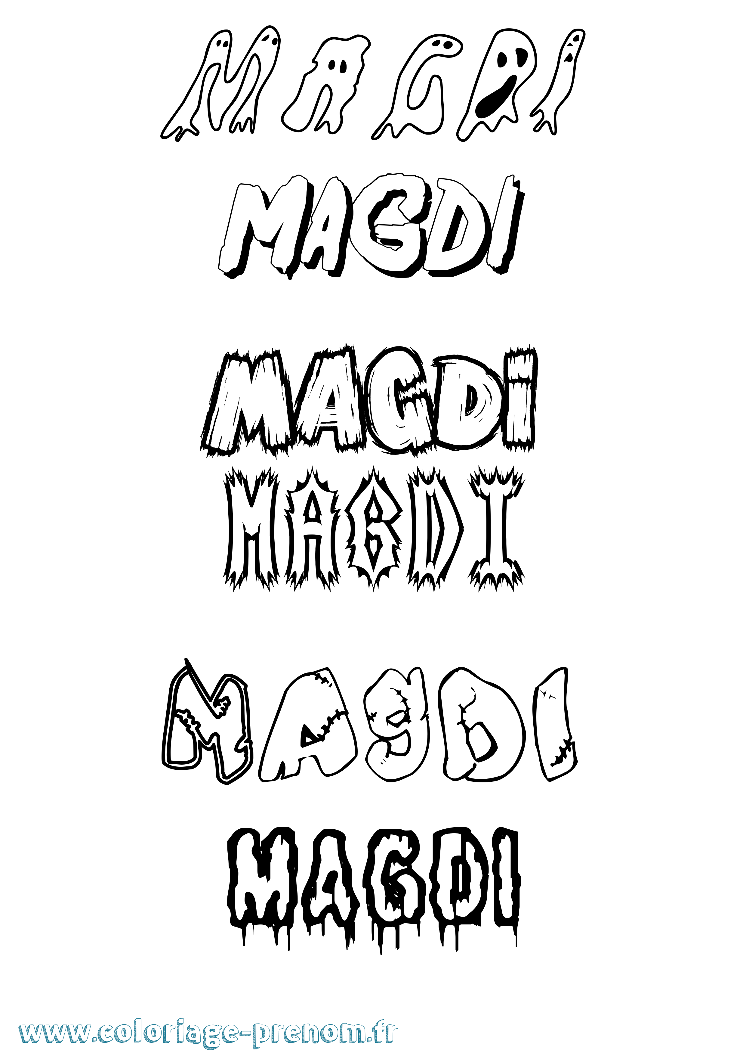 Coloriage Magdi Frisson Coloriage prénom Magdi Frisson