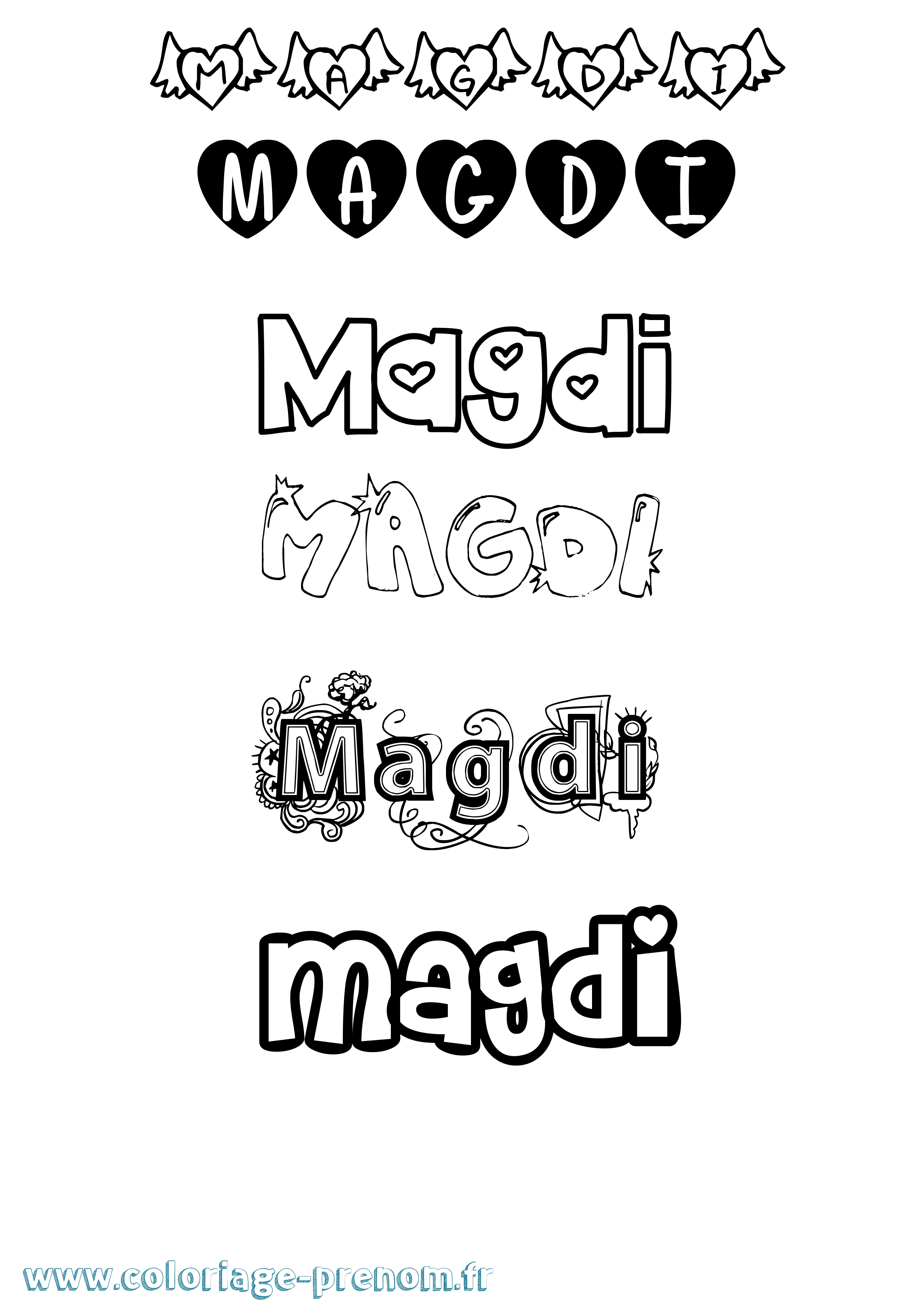 Coloriage Magdi Girly Coloriage prénom Magdi Girly