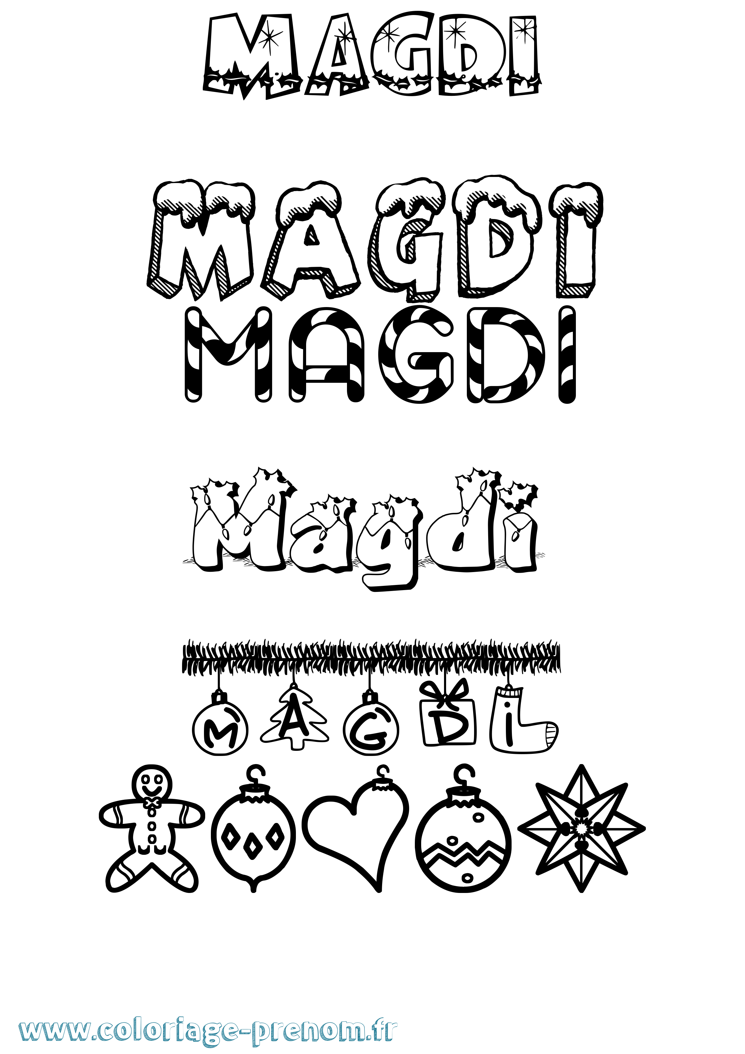 Coloriage Magdi Noël Coloriage prénom Magdi Noël