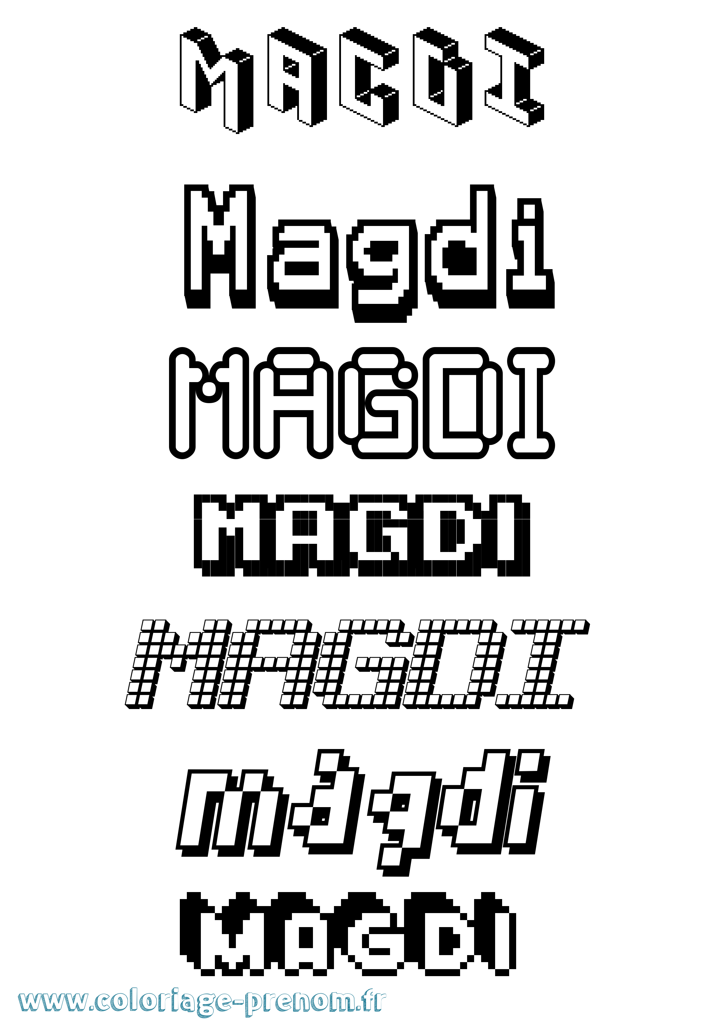 Coloriage Magdi Pixel Coloriage prénom Magdi Pixel