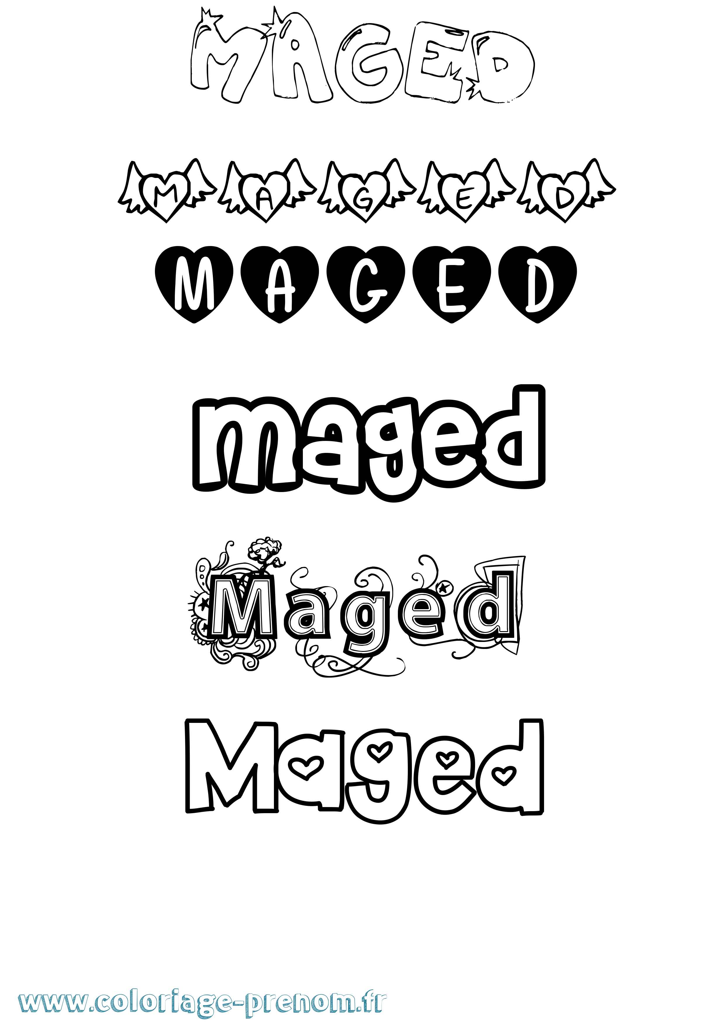 Coloriage Maged Girly Coloriage prénom Maged Girly