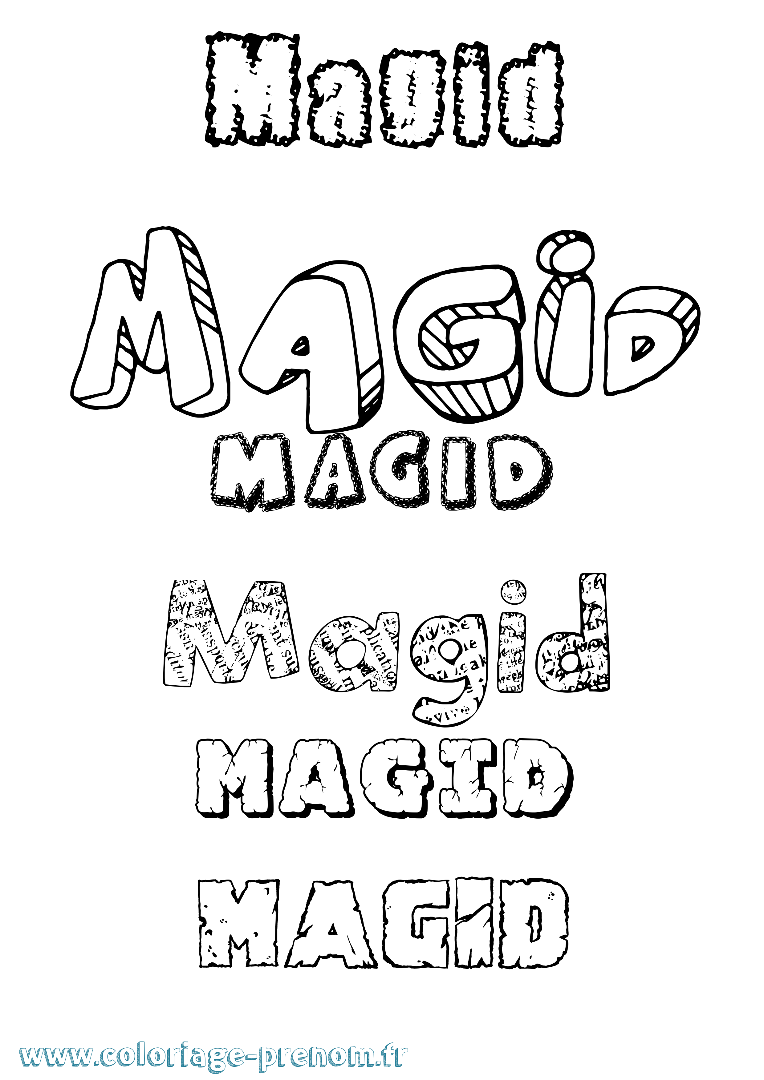 Coloriage Magid Destructuré Coloriage prénom Magid Destructuré