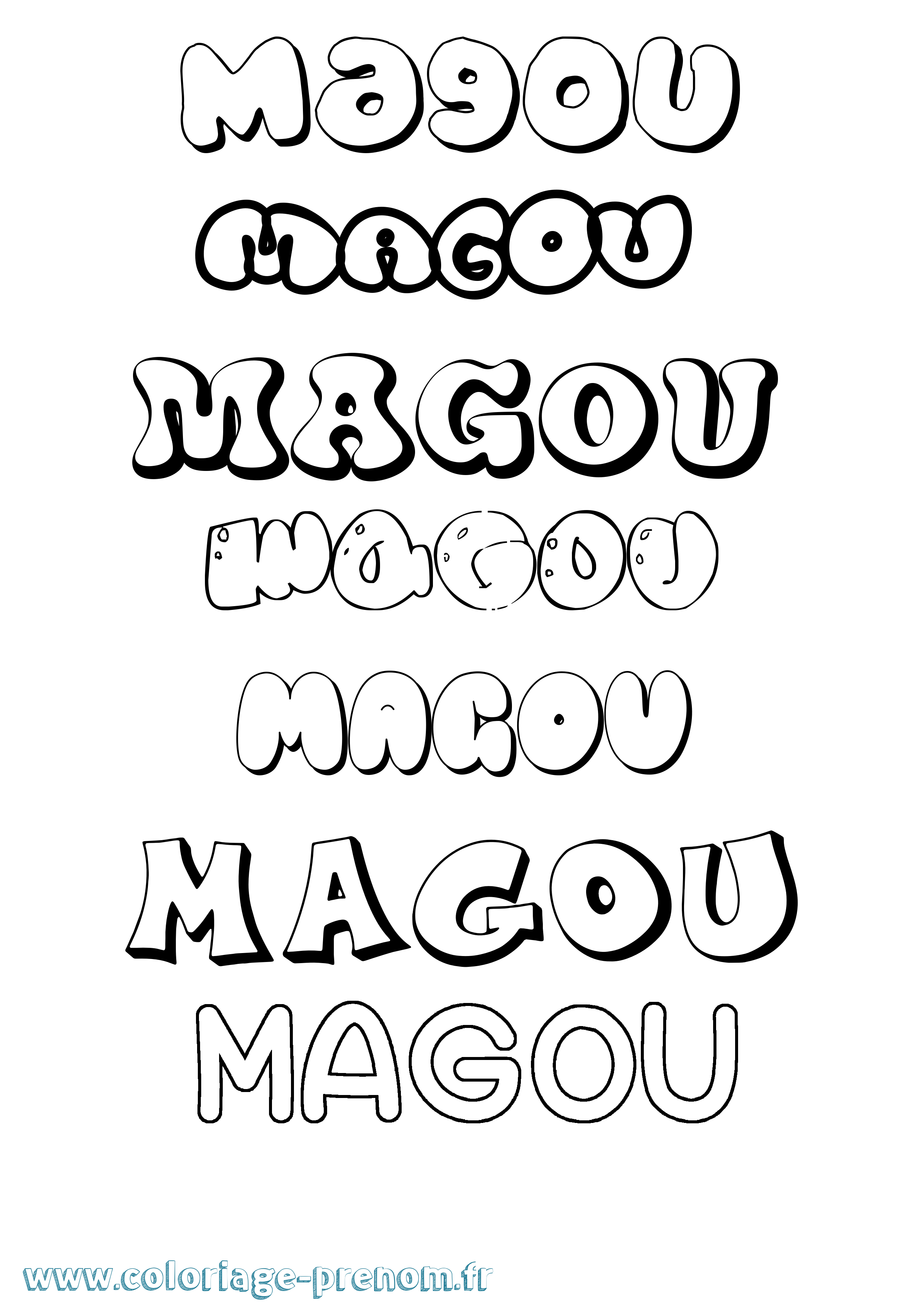 Coloriage Magou Bubble Coloriage prénom Magou Bubble