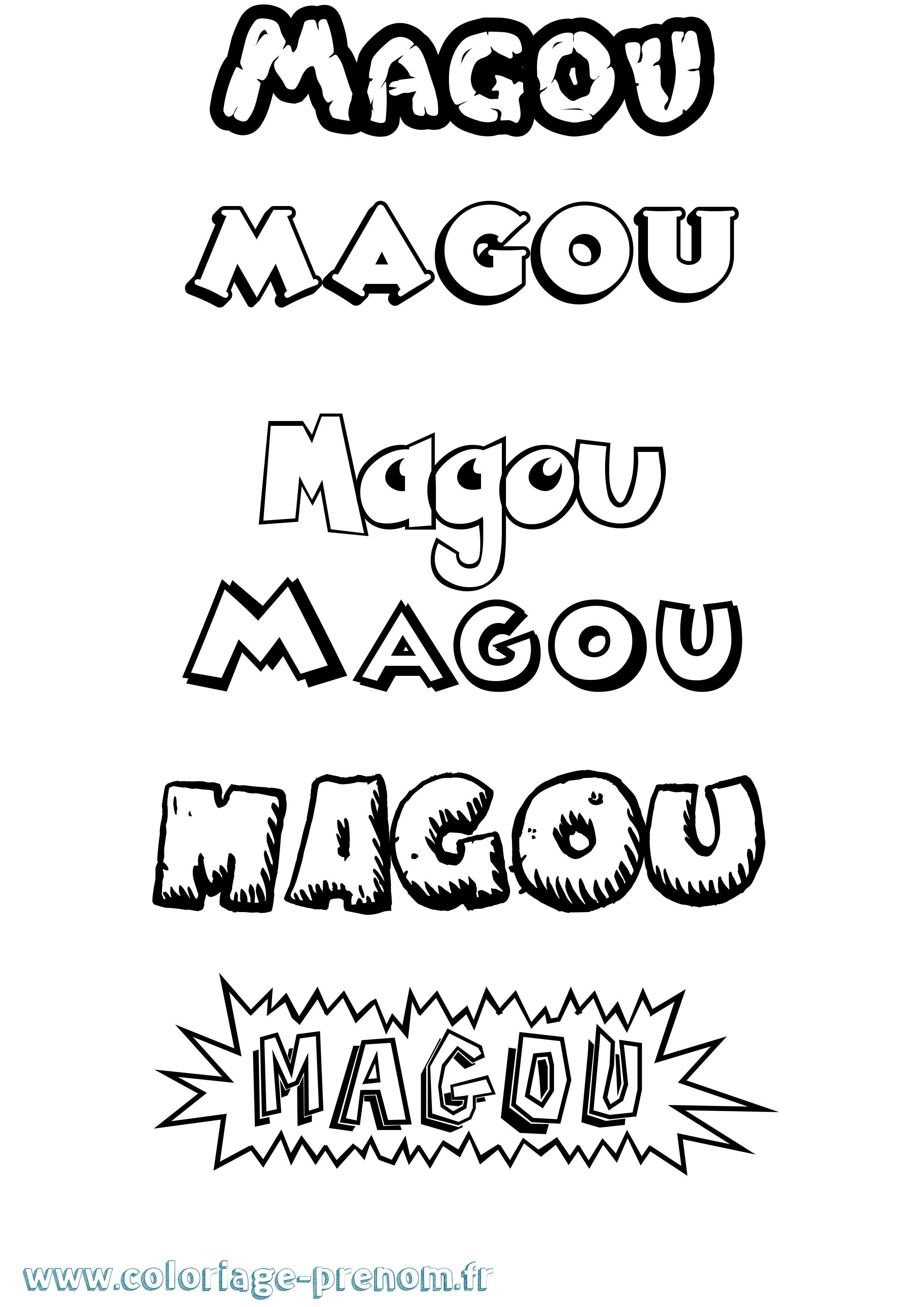 Coloriage Magou Dessin Animé Coloriage prénom Magou Dessin Animé