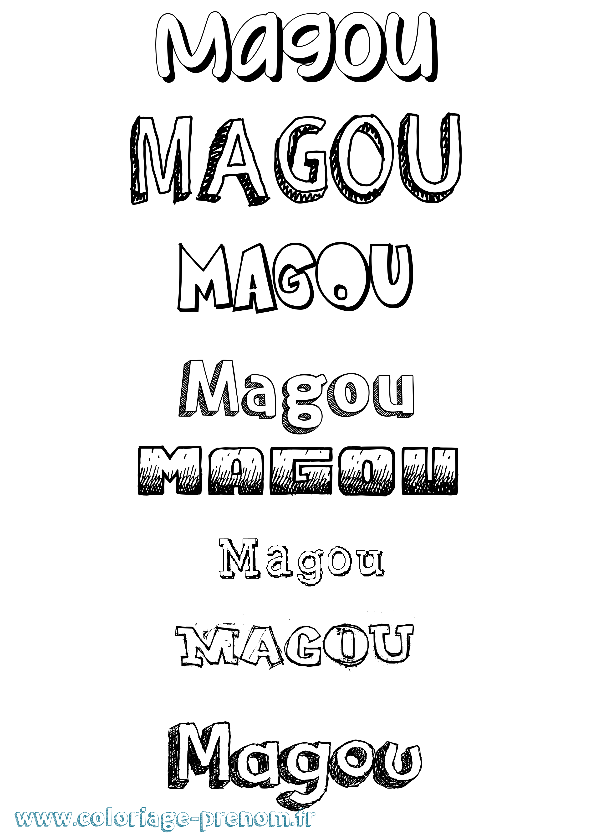 Coloriage Magou Dessiné Coloriage prénom Magou Dessiné