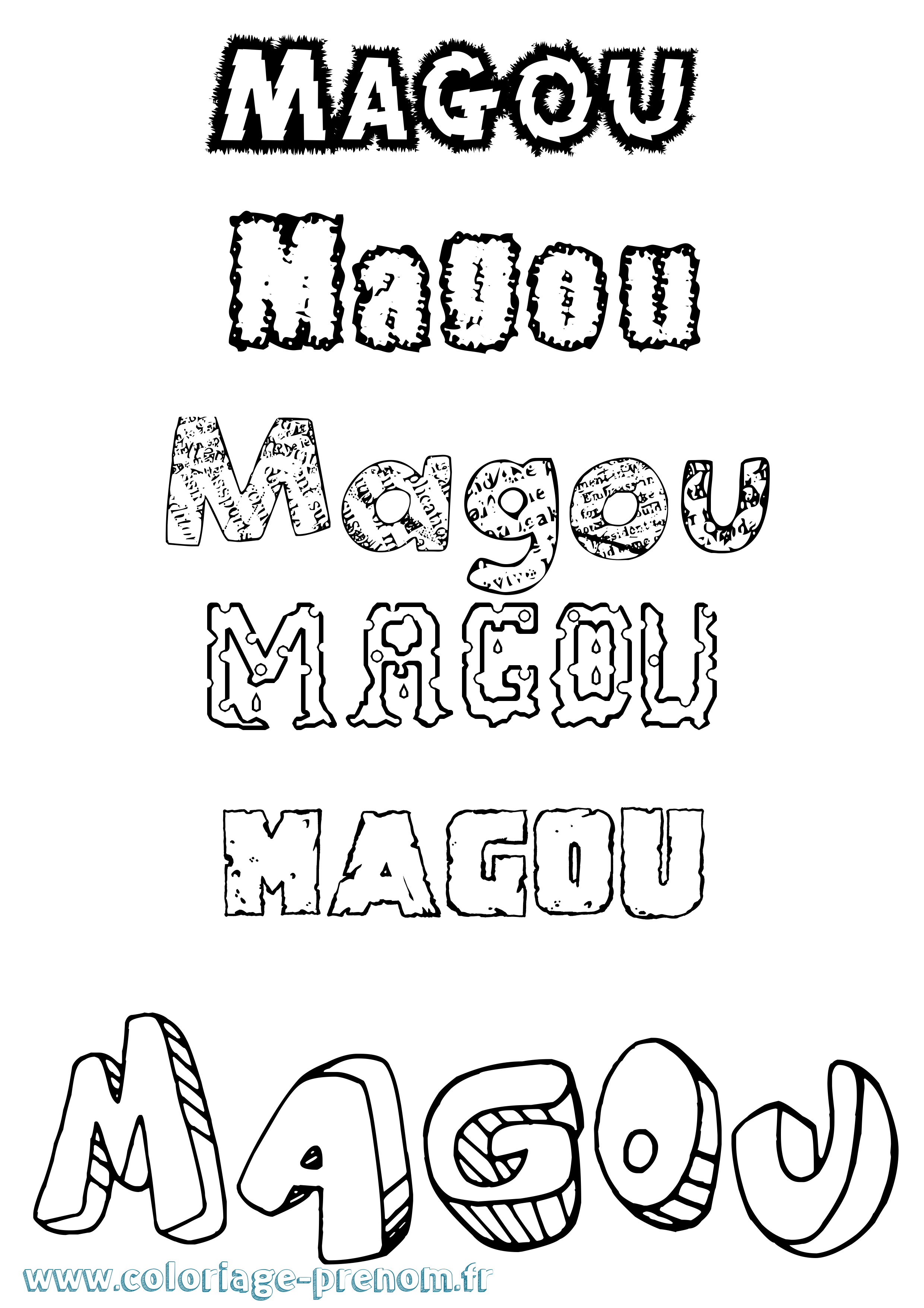 Coloriage Magou Destructuré Coloriage prénom Magou Destructuré