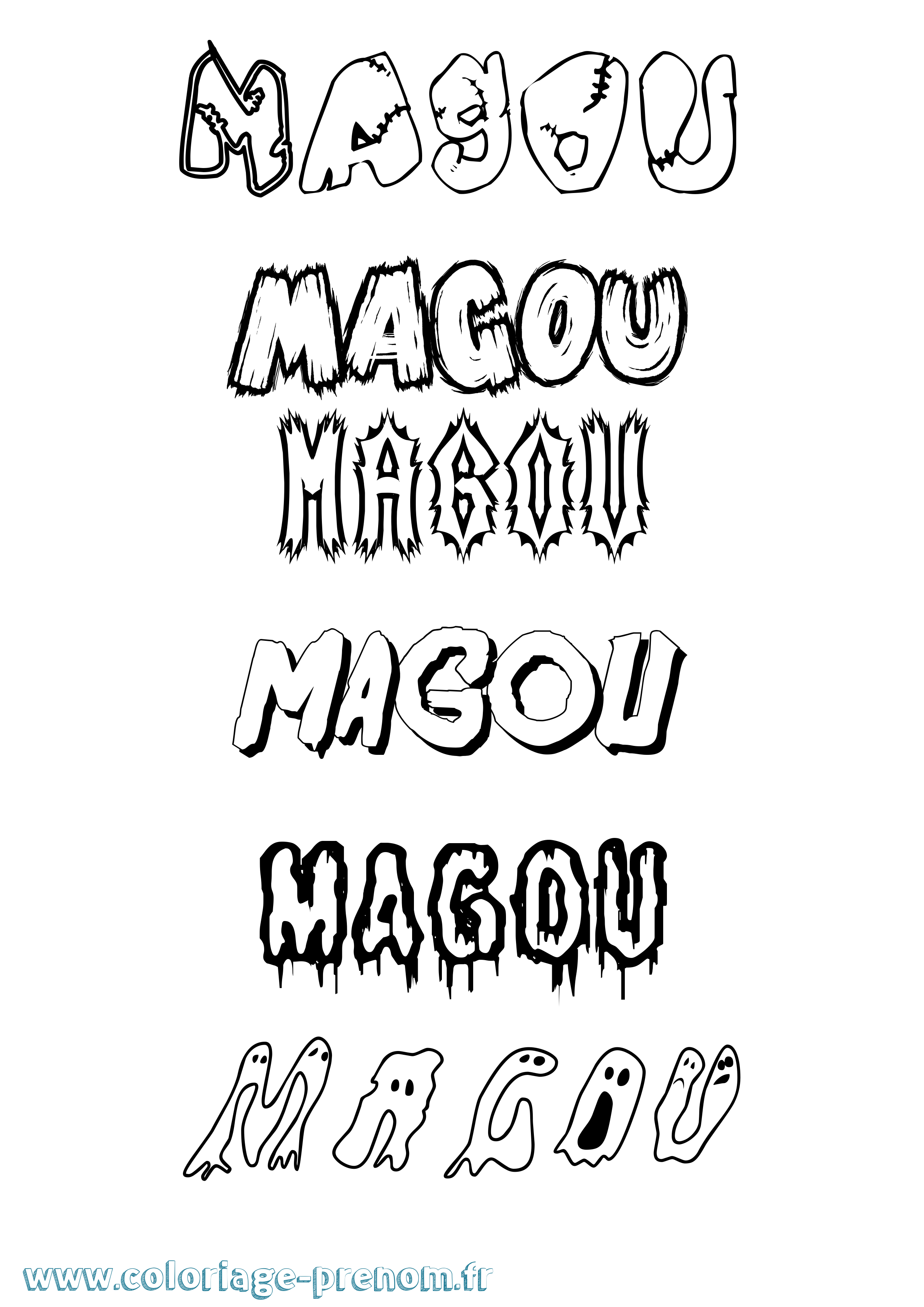 Coloriage Magou Frisson Coloriage prénom Magou Frisson