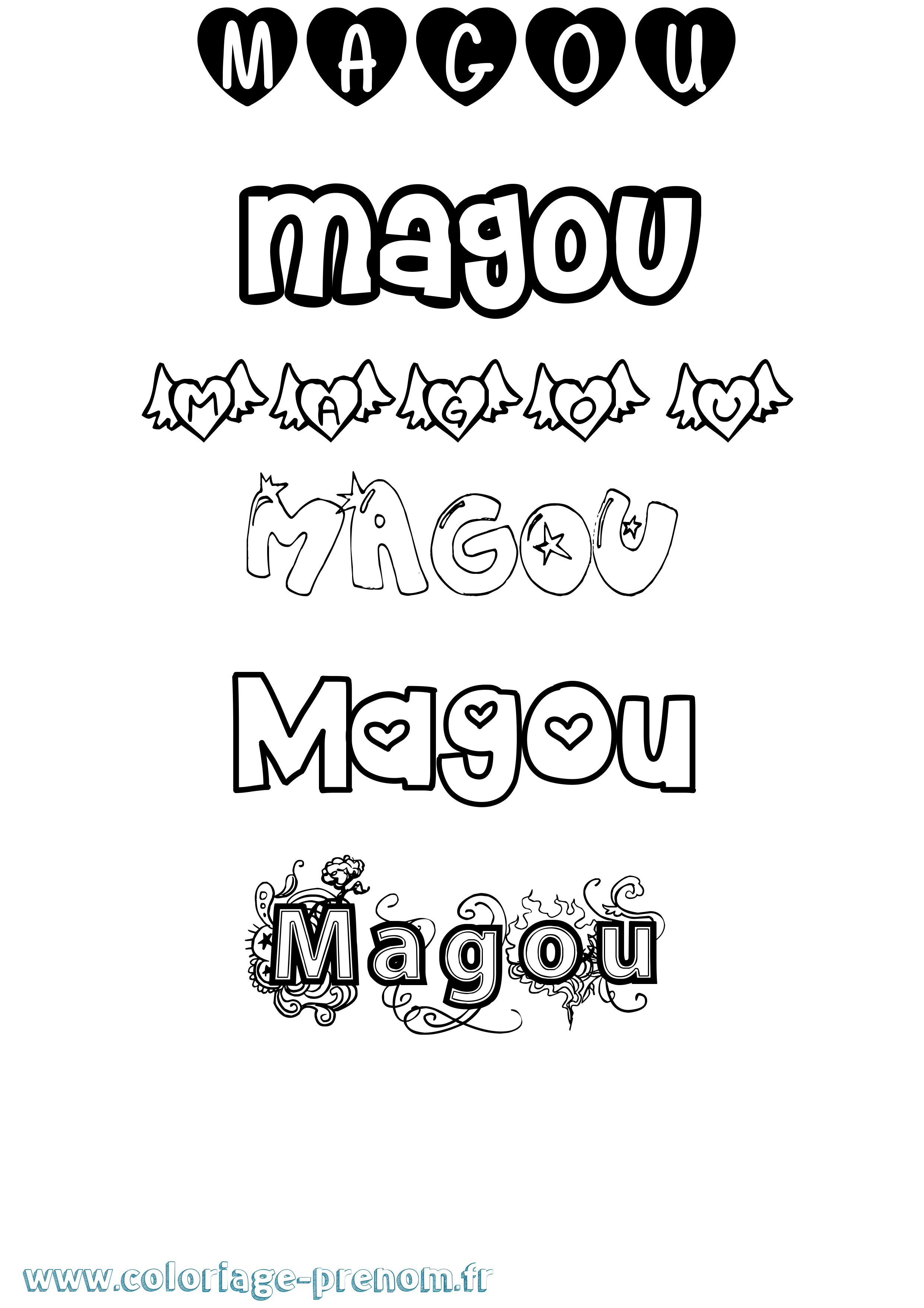 Coloriage Magou Girly Coloriage prénom Magou Girly