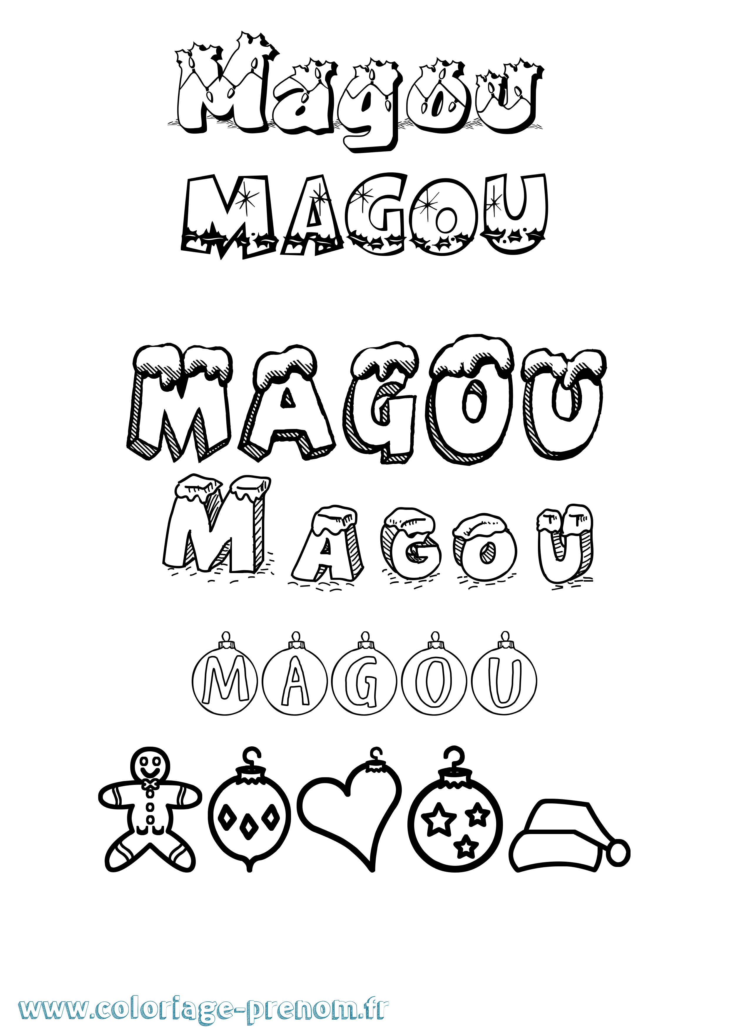 Coloriage Magou Noël Coloriage prénom Magou Noël