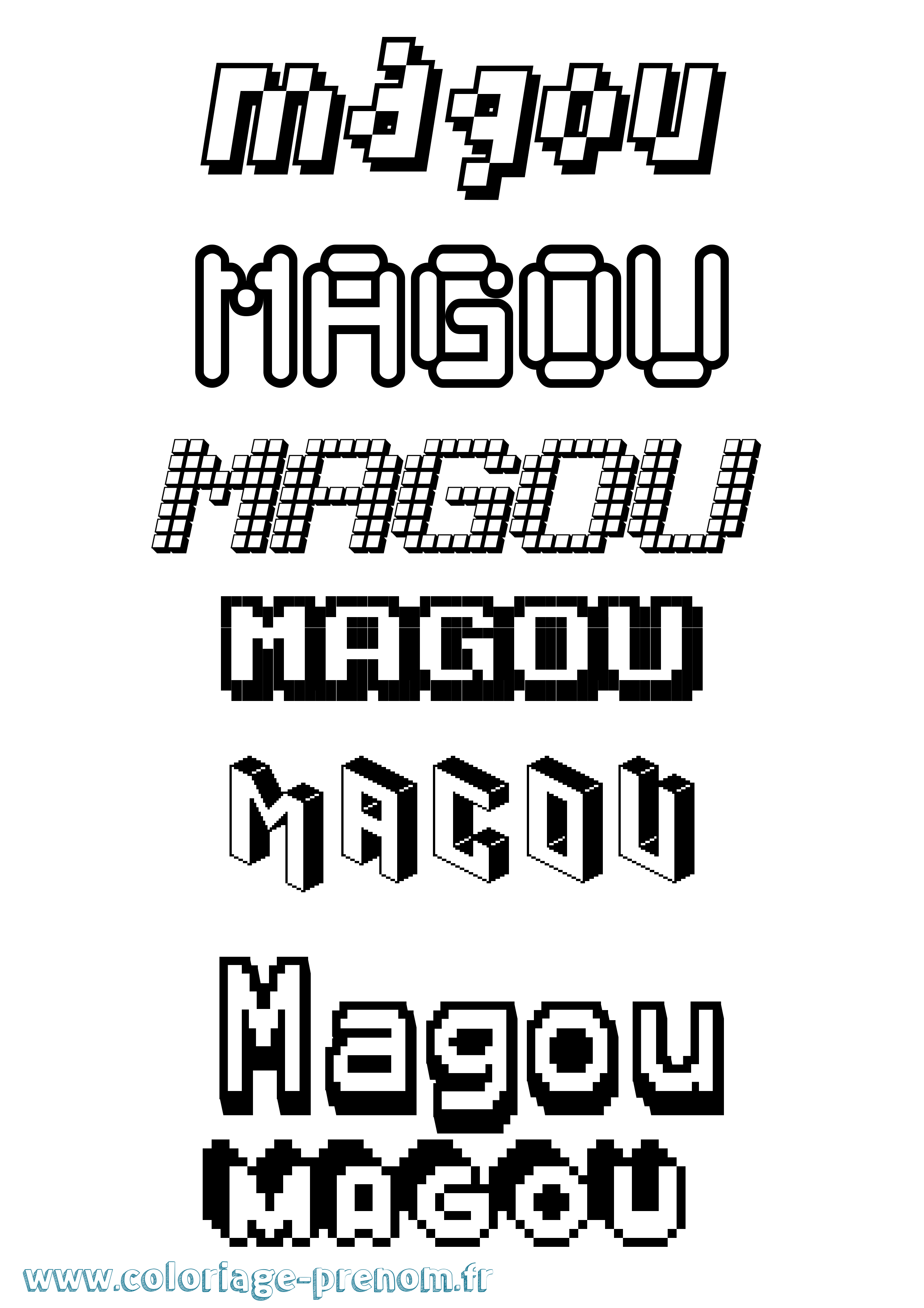 Coloriage Magou Pixel Coloriage prénom Magou Pixel