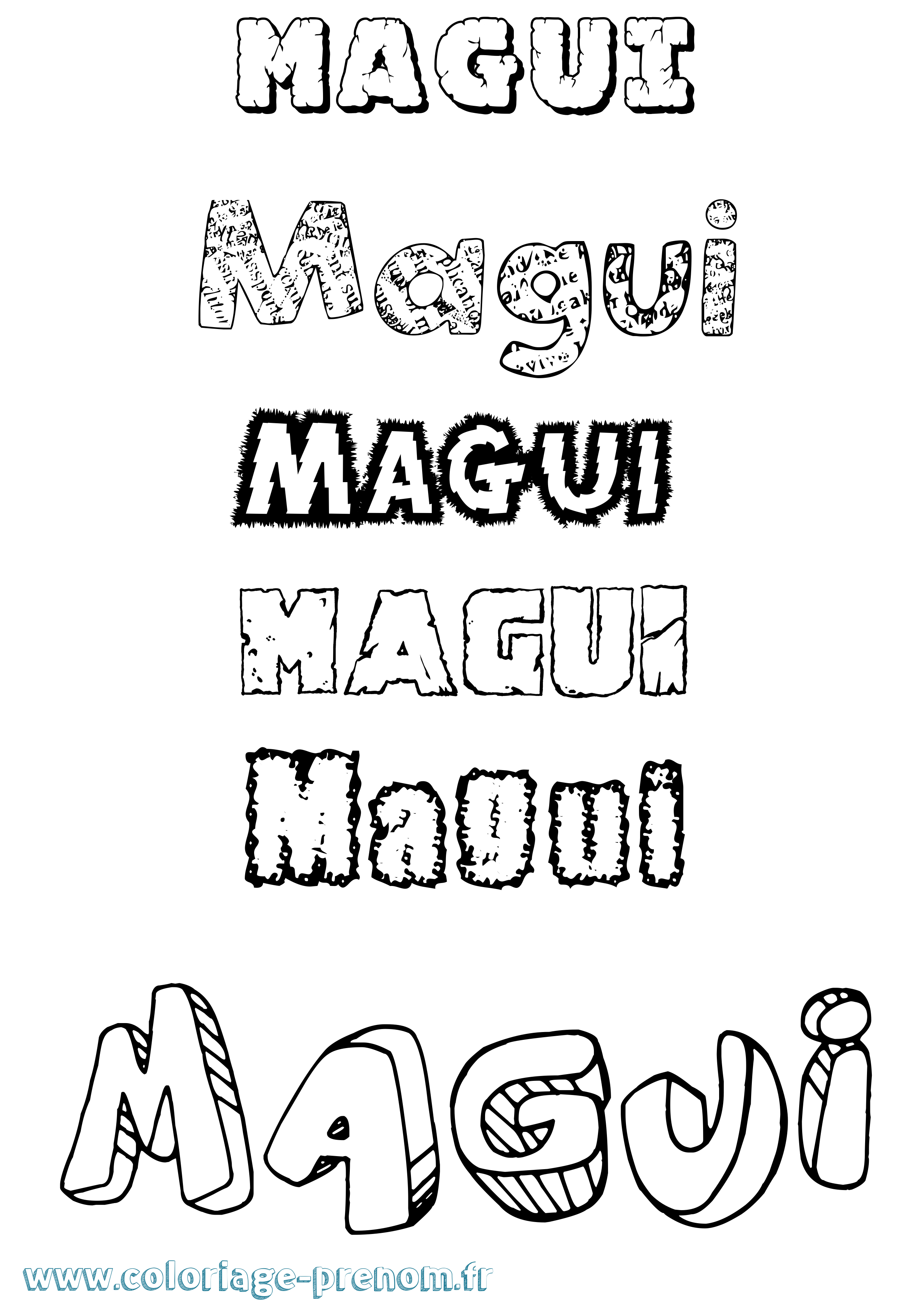 Coloriage Magui Destructuré Coloriage prénom Magui Destructuré