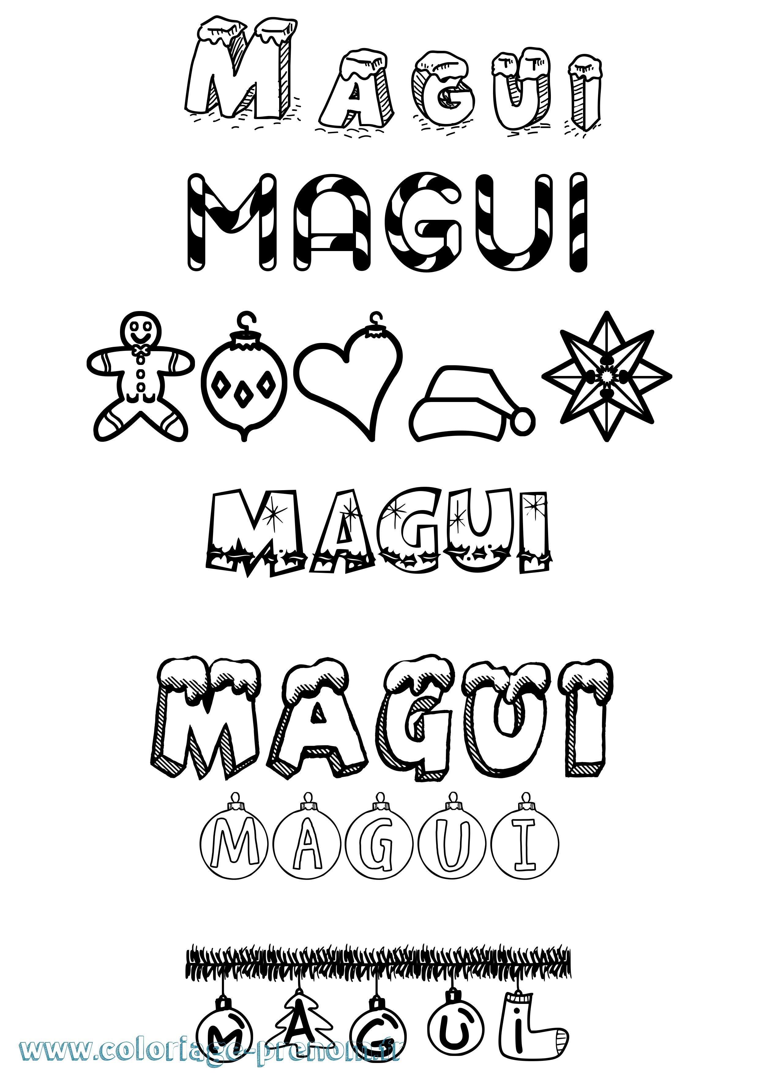 Coloriage Magui Noël Coloriage prénom Magui Noël