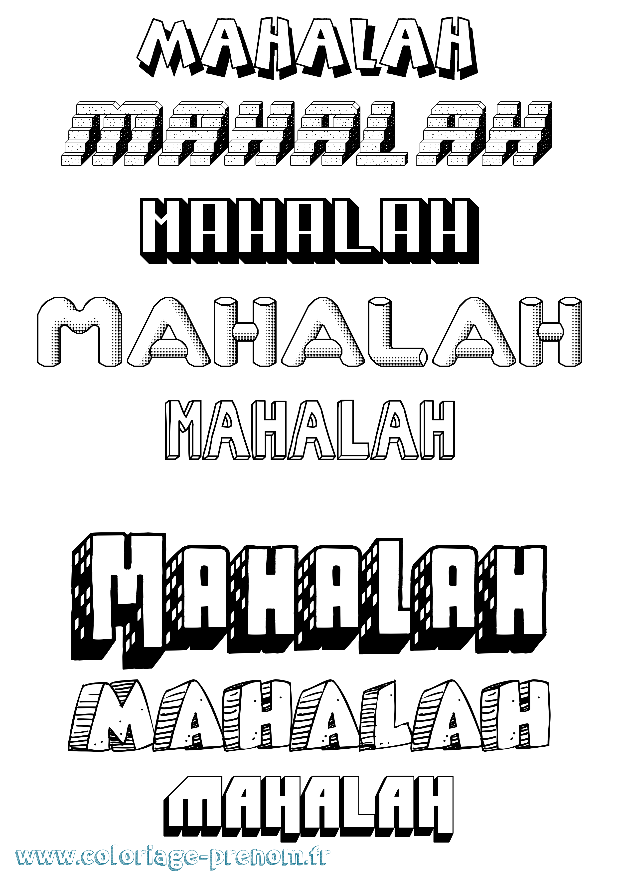 Coloriage Mahalah Effet 3D Coloriage prénom Mahalah Effet 3D