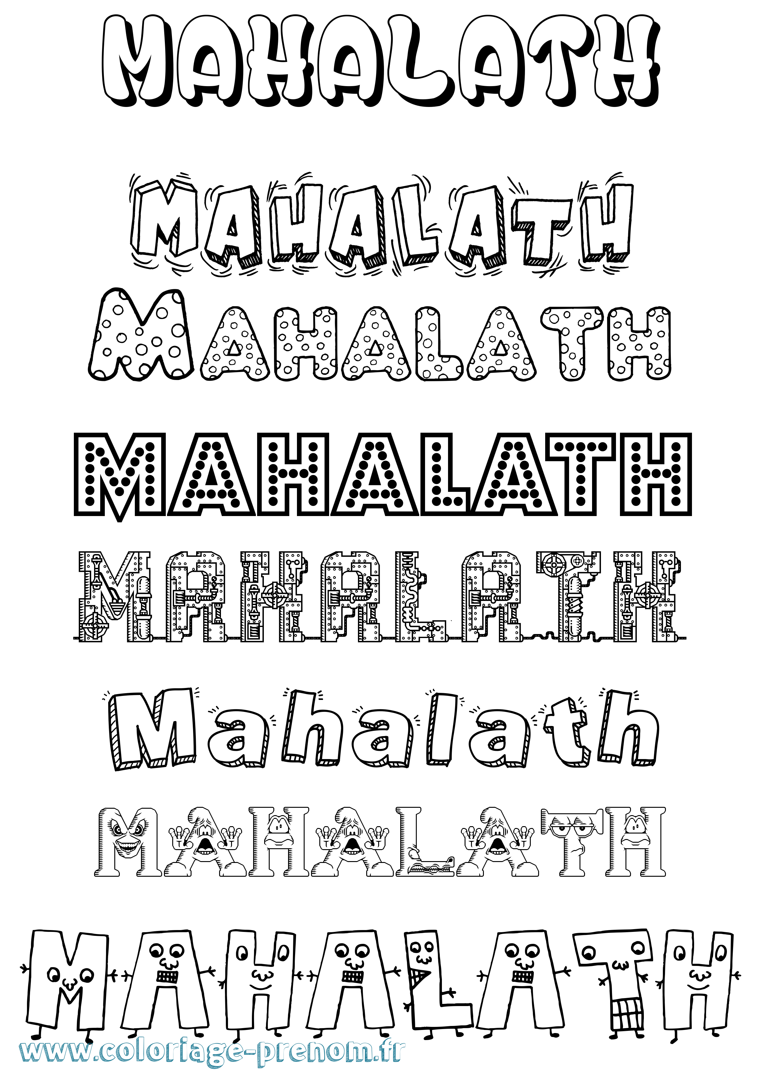 Coloriage Mahalath Fun Coloriage prénom Mahalath Fun