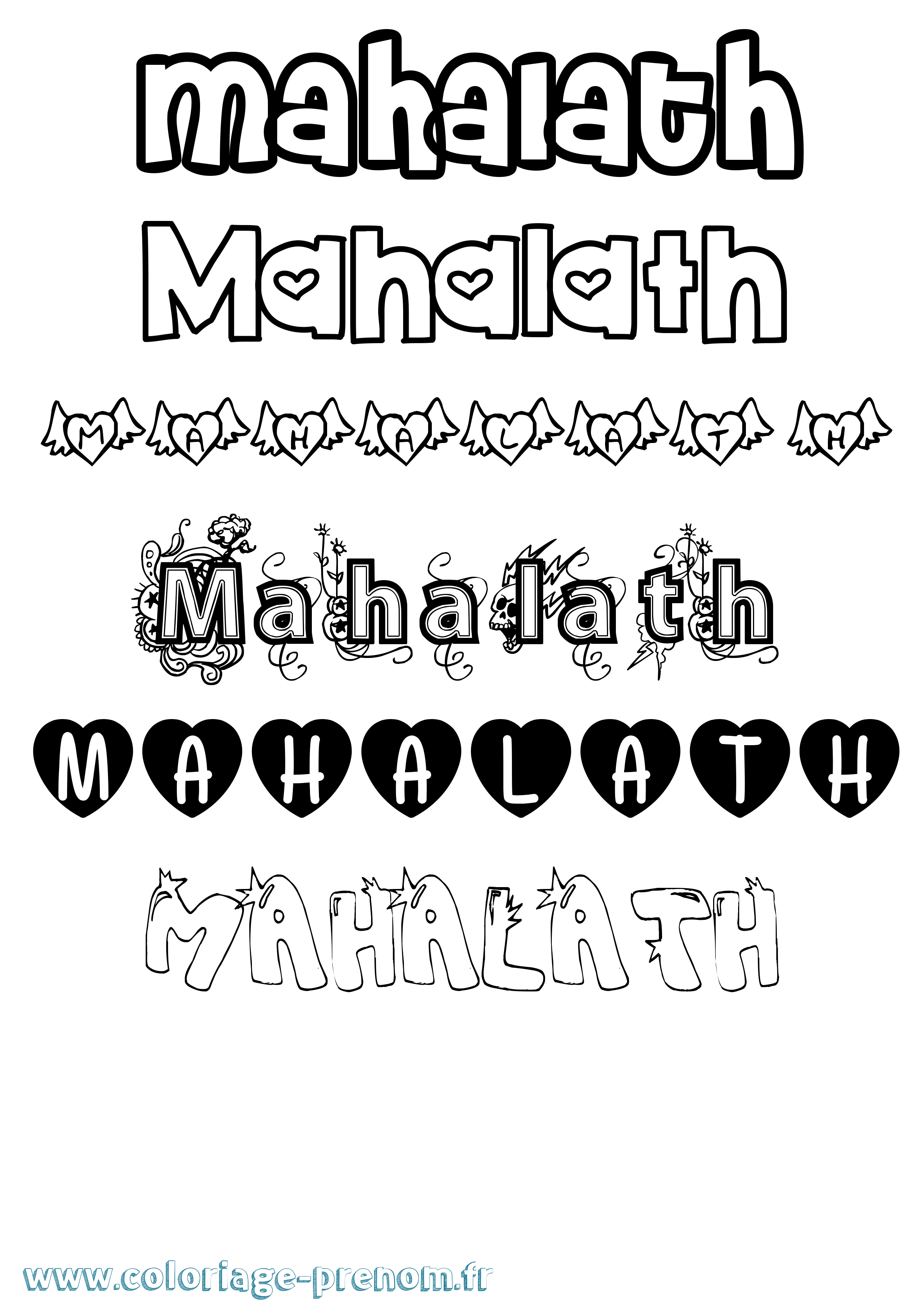 Coloriage Mahalath Girly Coloriage prénom Mahalath Girly