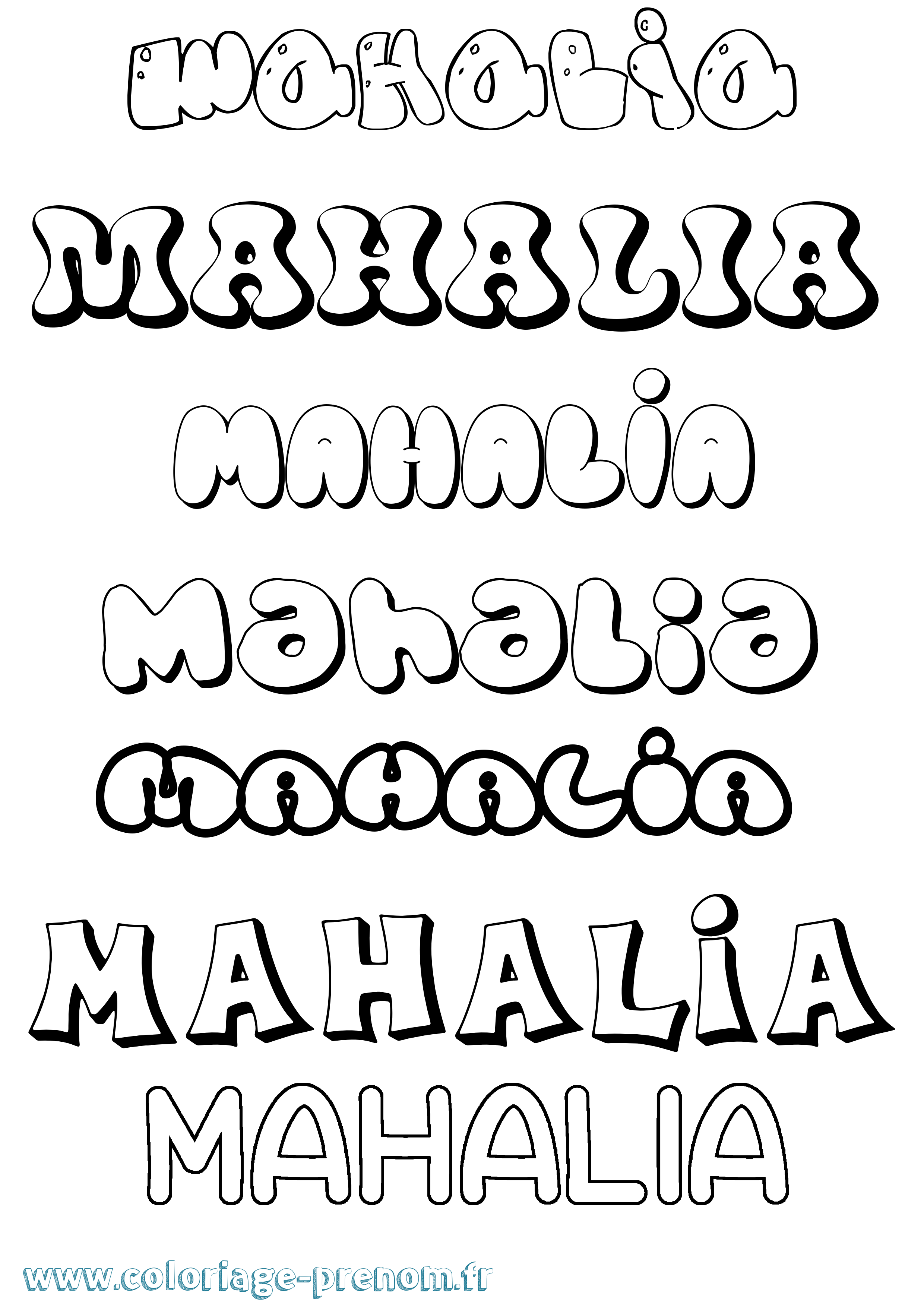 Coloriage Mahalia Bubble Coloriage prénom Mahalia Bubble