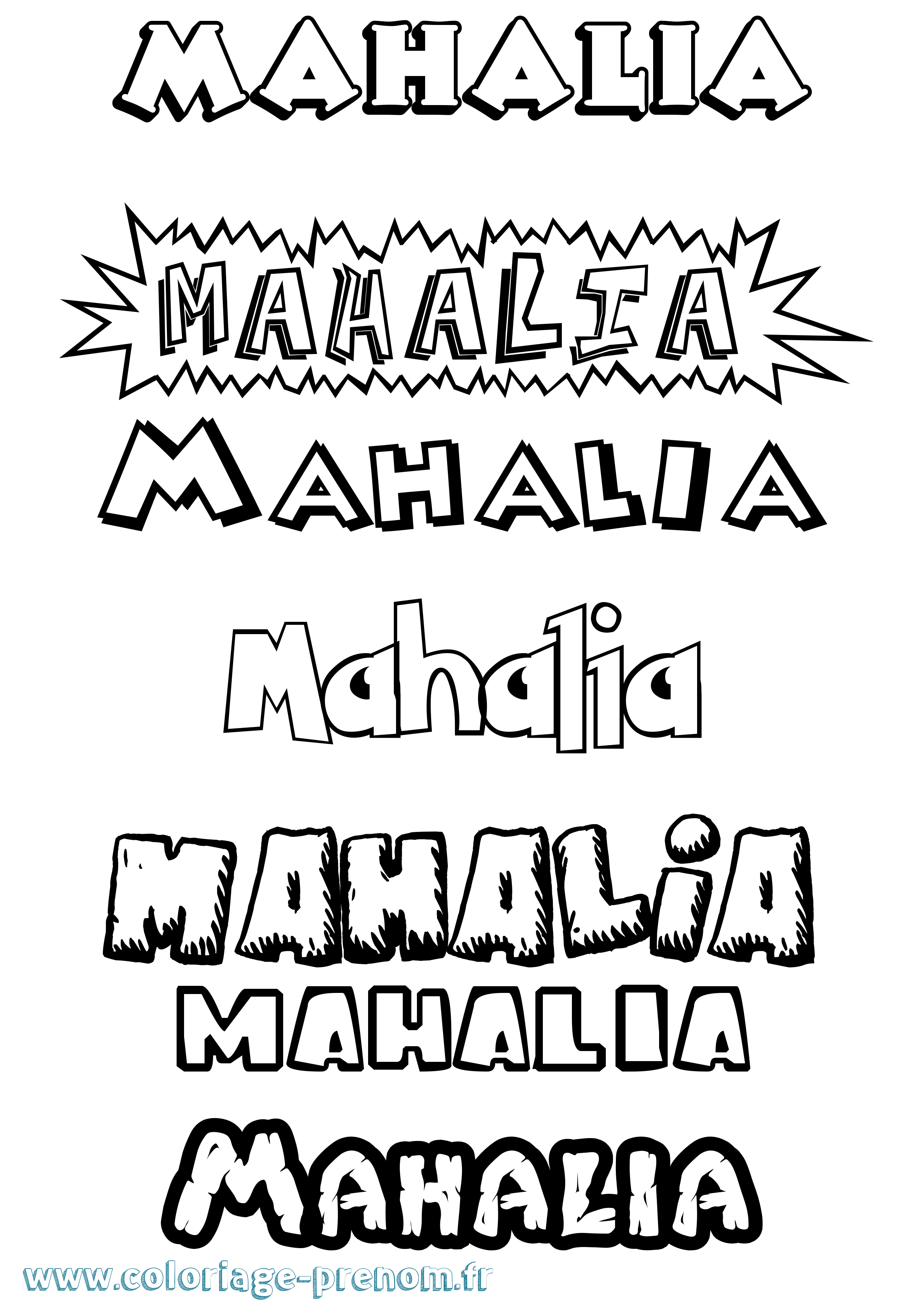 Coloriage Mahalia Dessin Animé Coloriage prénom Mahalia Dessin Animé