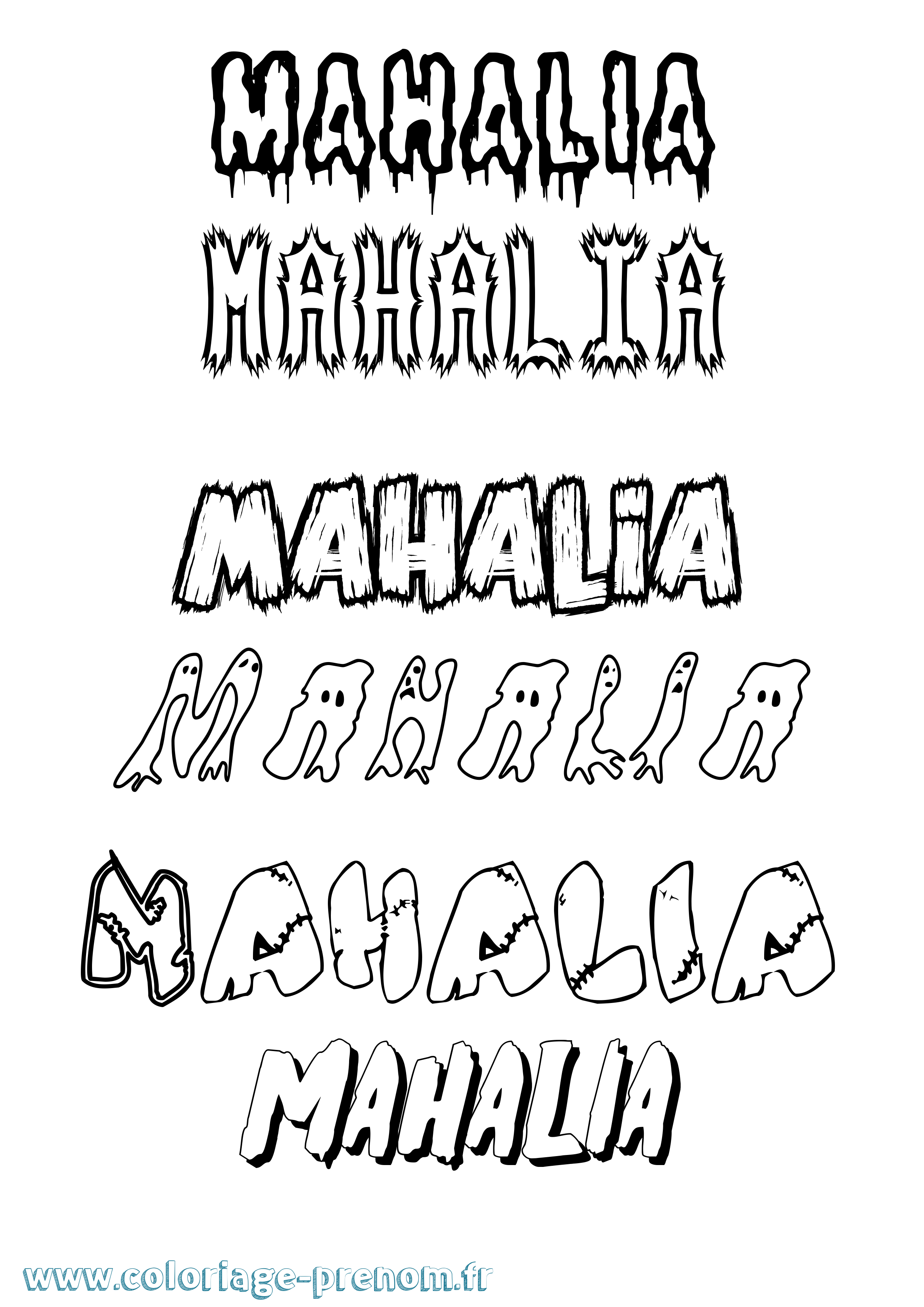 Coloriage Mahalia Frisson Coloriage prénom Mahalia Frisson