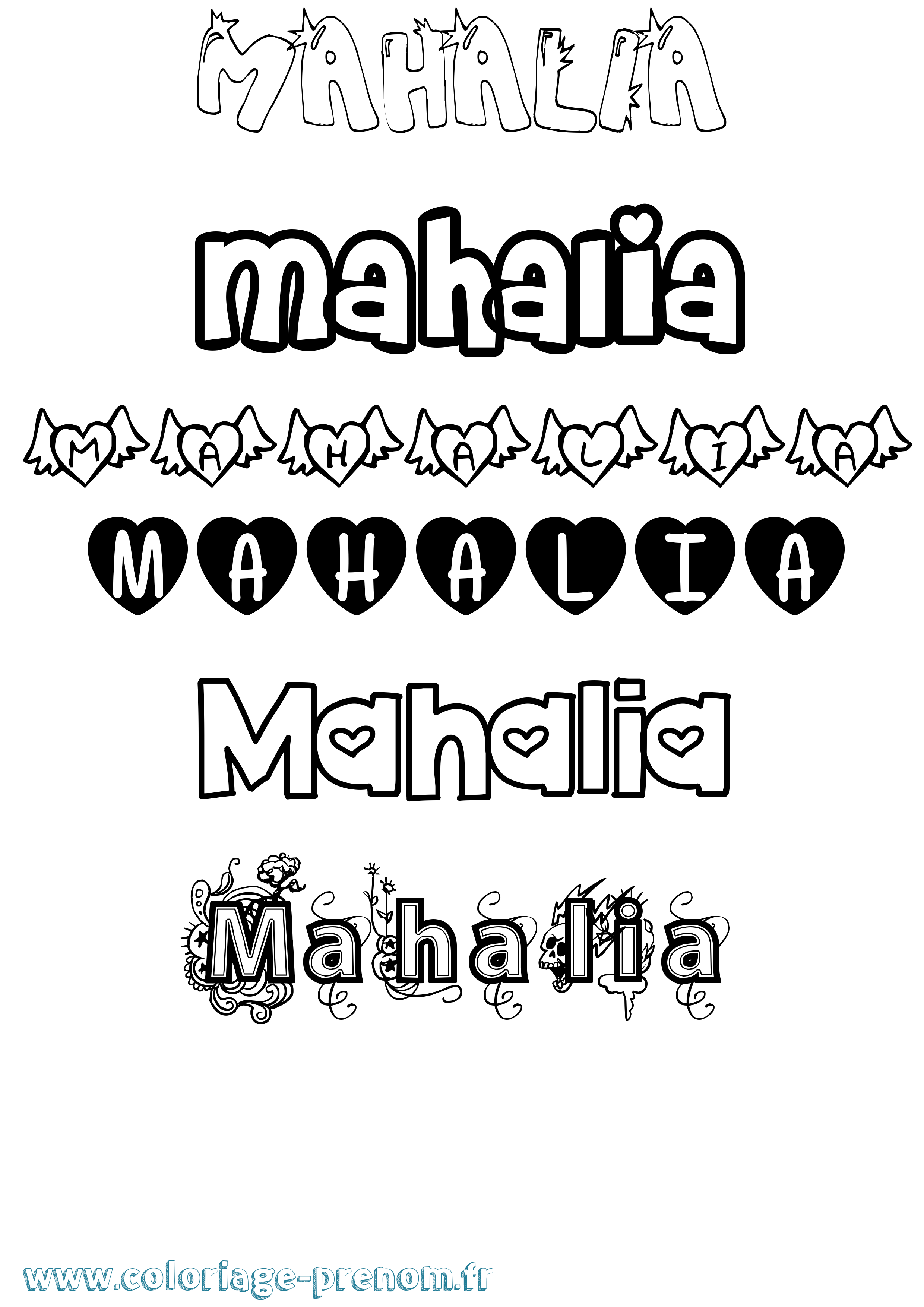 Coloriage Mahalia Girly Coloriage prénom Mahalia Girly