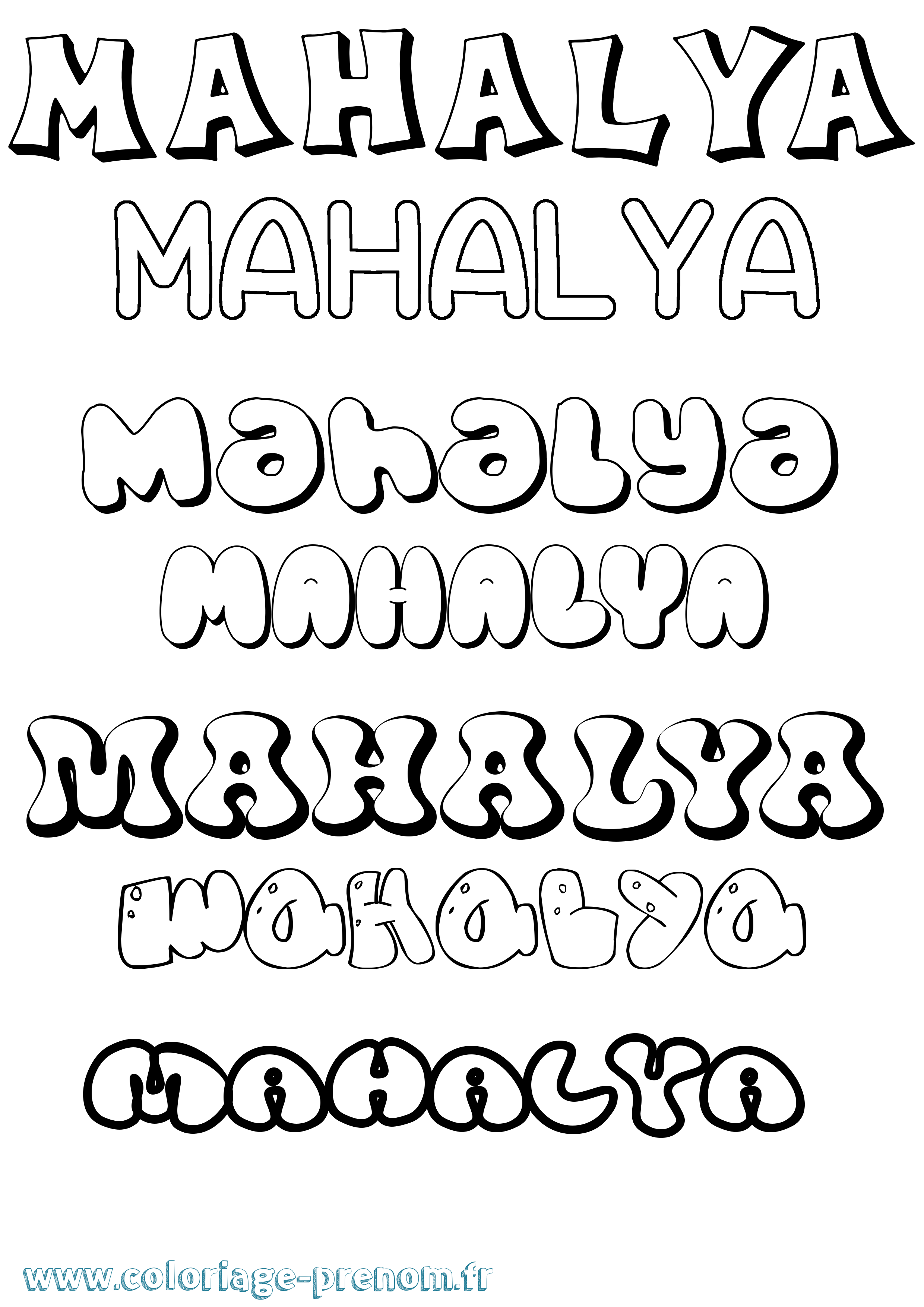 Coloriage Mahalya Bubble Coloriage prénom Mahalya Bubble