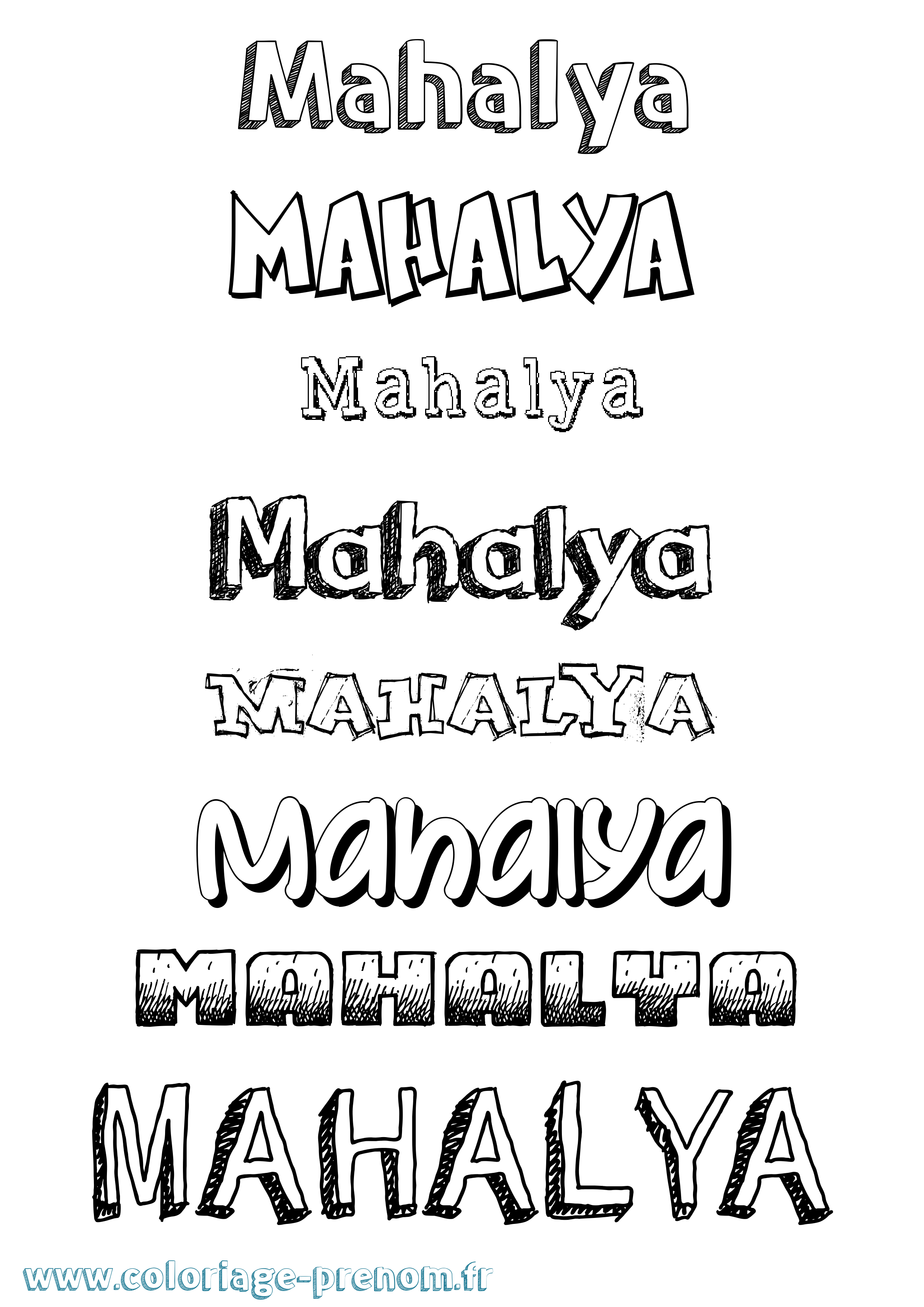Coloriage Mahalya Dessiné Coloriage prénom Mahalya Dessiné