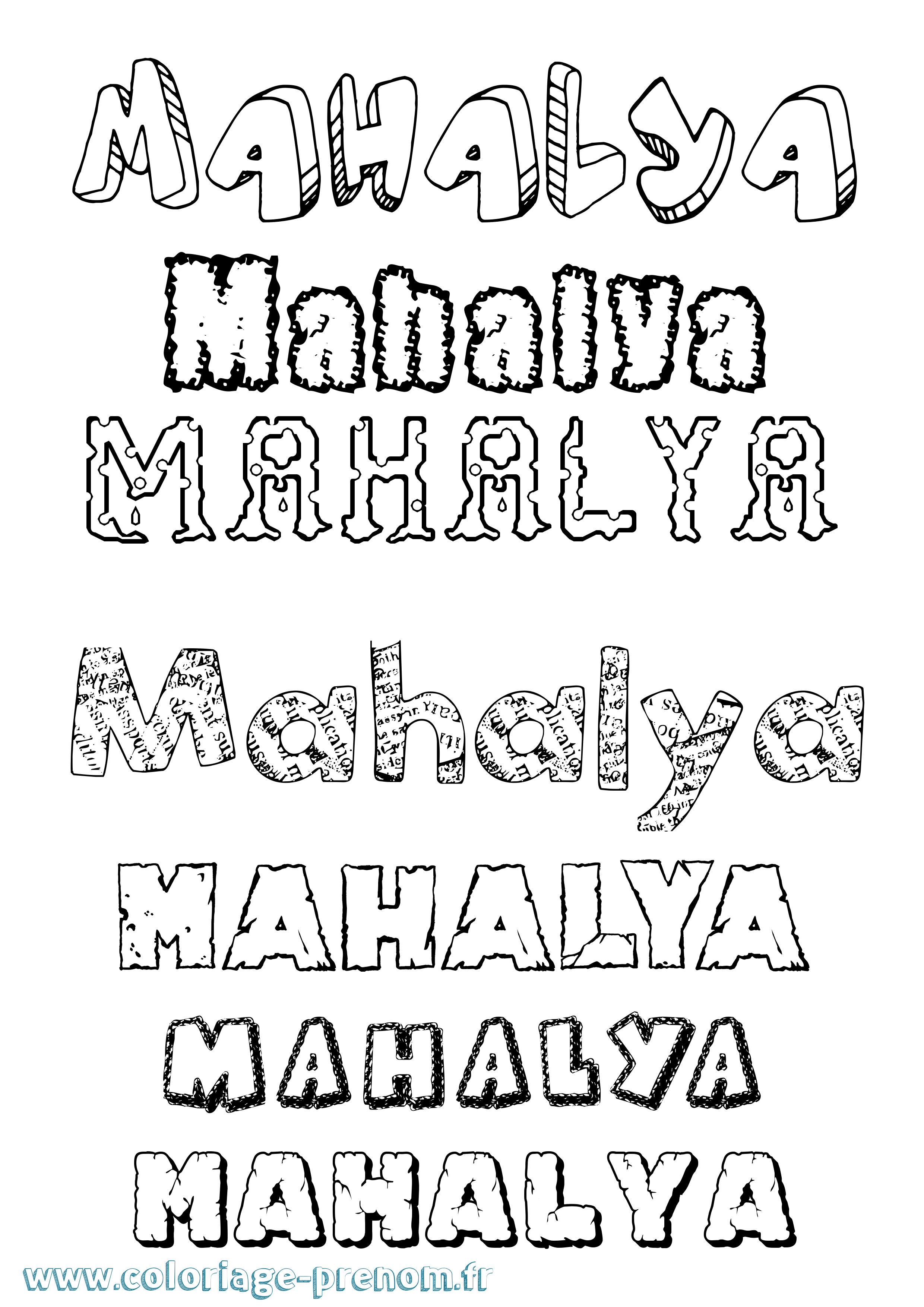 Coloriage Mahalya Destructuré Coloriage prénom Mahalya Destructuré