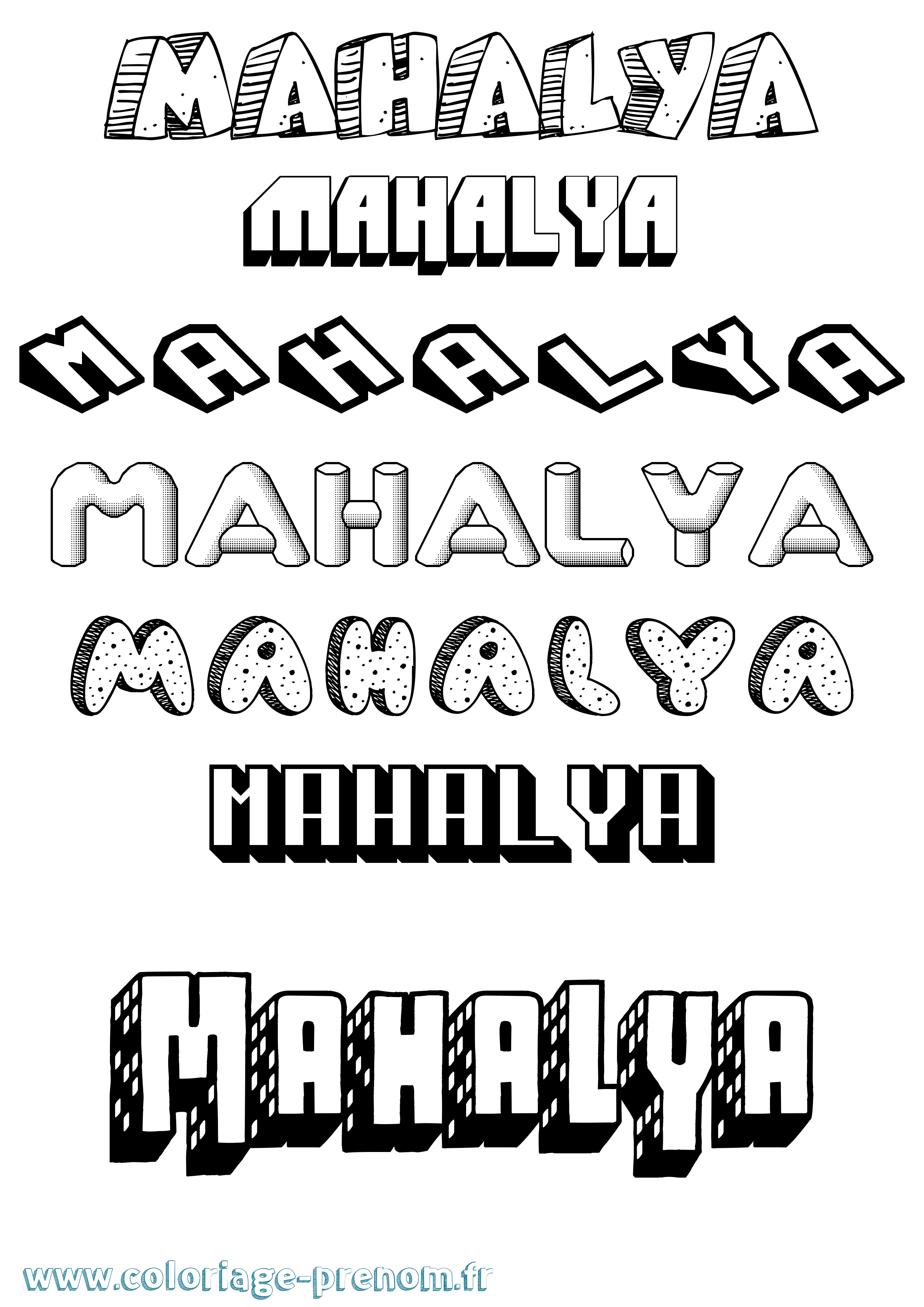 Coloriage Mahalya Effet 3D Coloriage prénom Mahalya Effet 3D