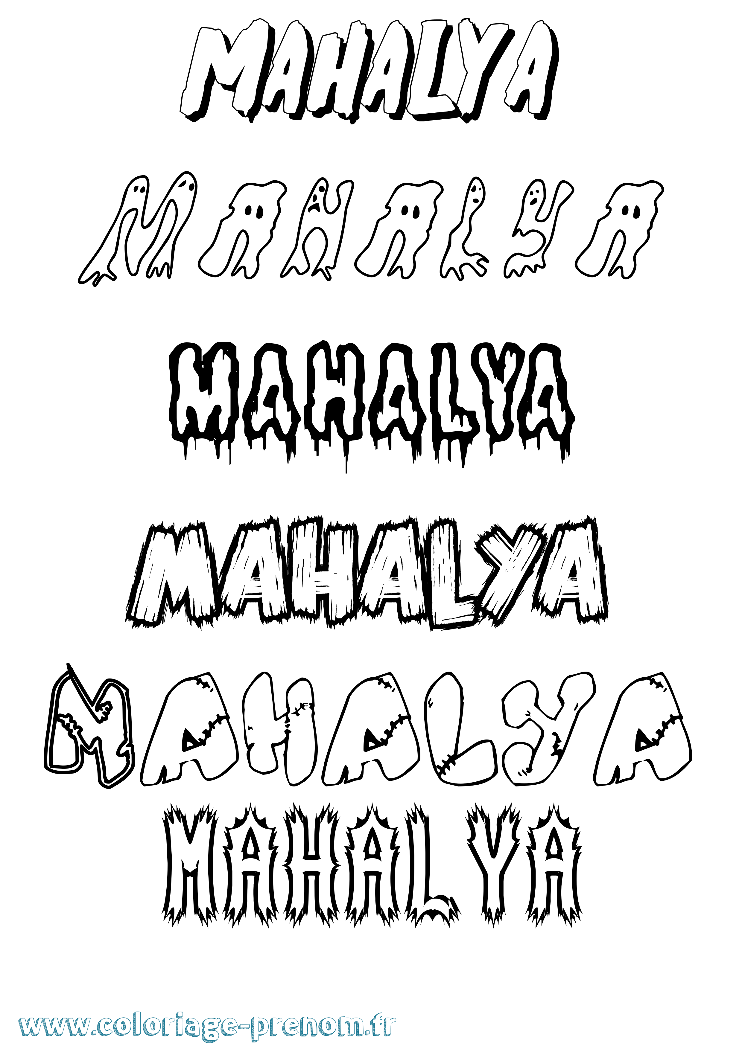 Coloriage Mahalya Frisson Coloriage prénom Mahalya Frisson