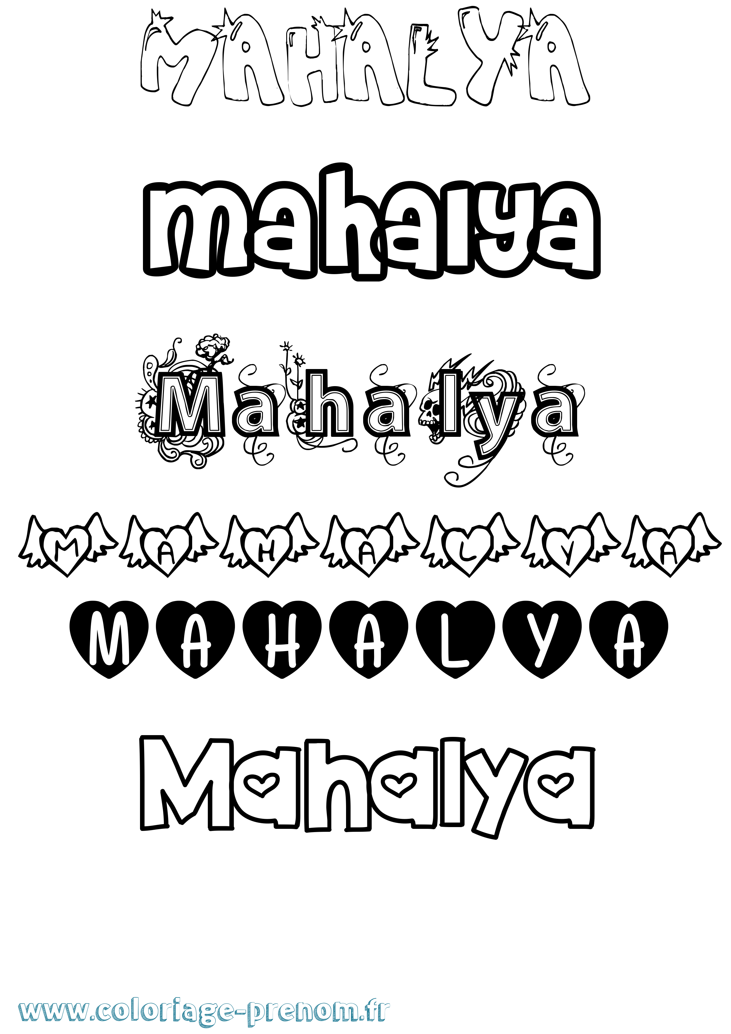 Coloriage Mahalya Girly Coloriage prénom Mahalya Girly