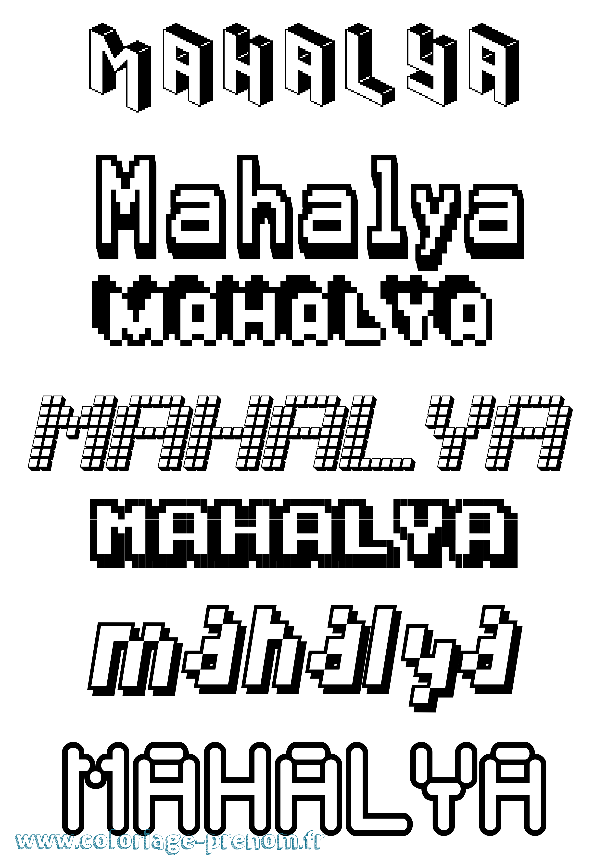 Coloriage Mahalya Pixel Coloriage prénom Mahalya Pixel