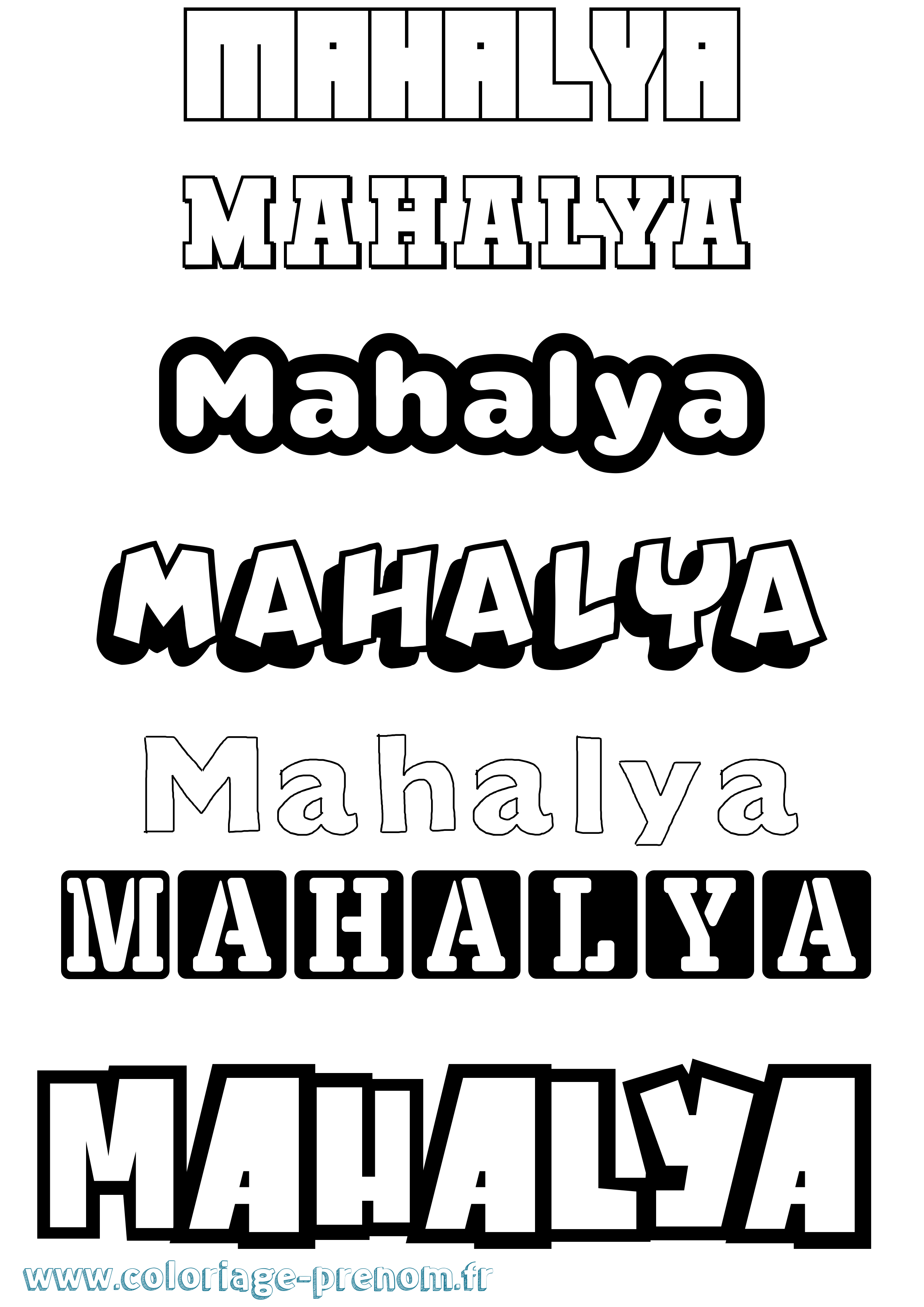 Coloriage Mahalya Simple Coloriage prénom Mahalya Simple