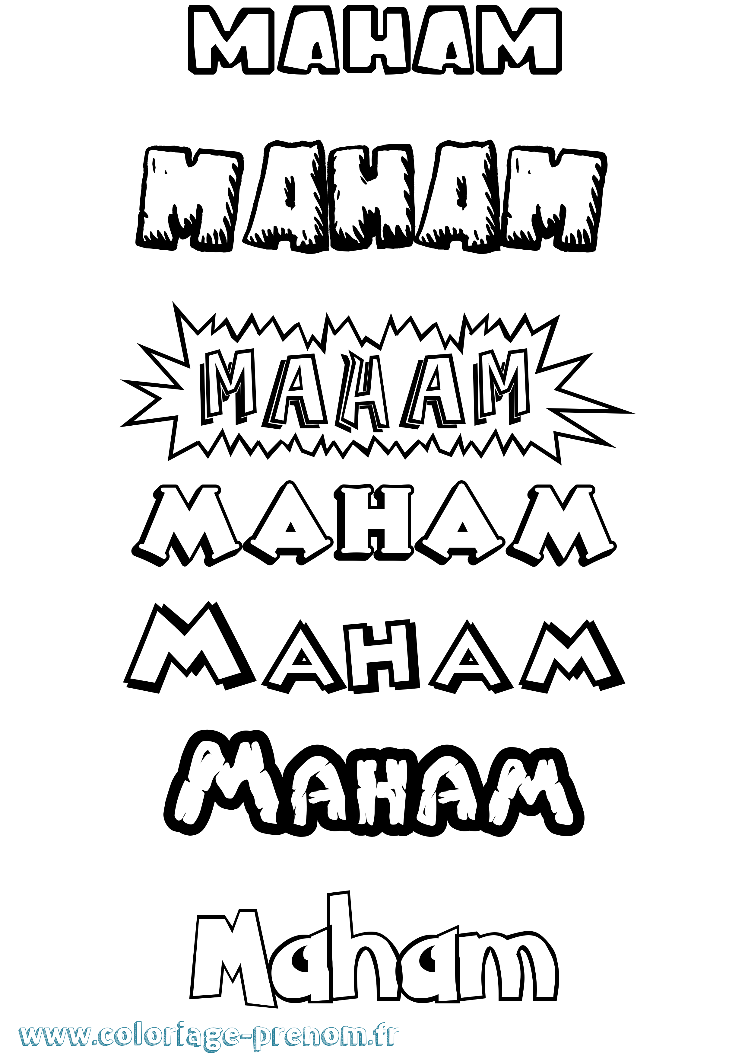 Coloriage Maham Dessin Animé Coloriage prénom Maham Dessin Animé
