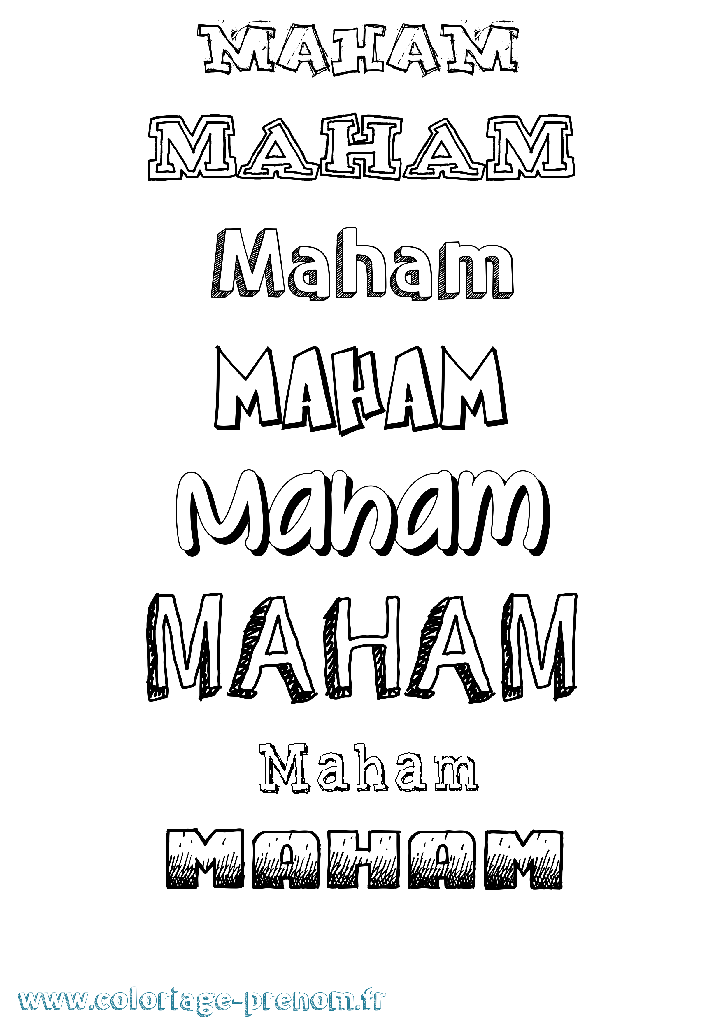 Coloriage Maham Dessiné Coloriage prénom Maham Dessiné