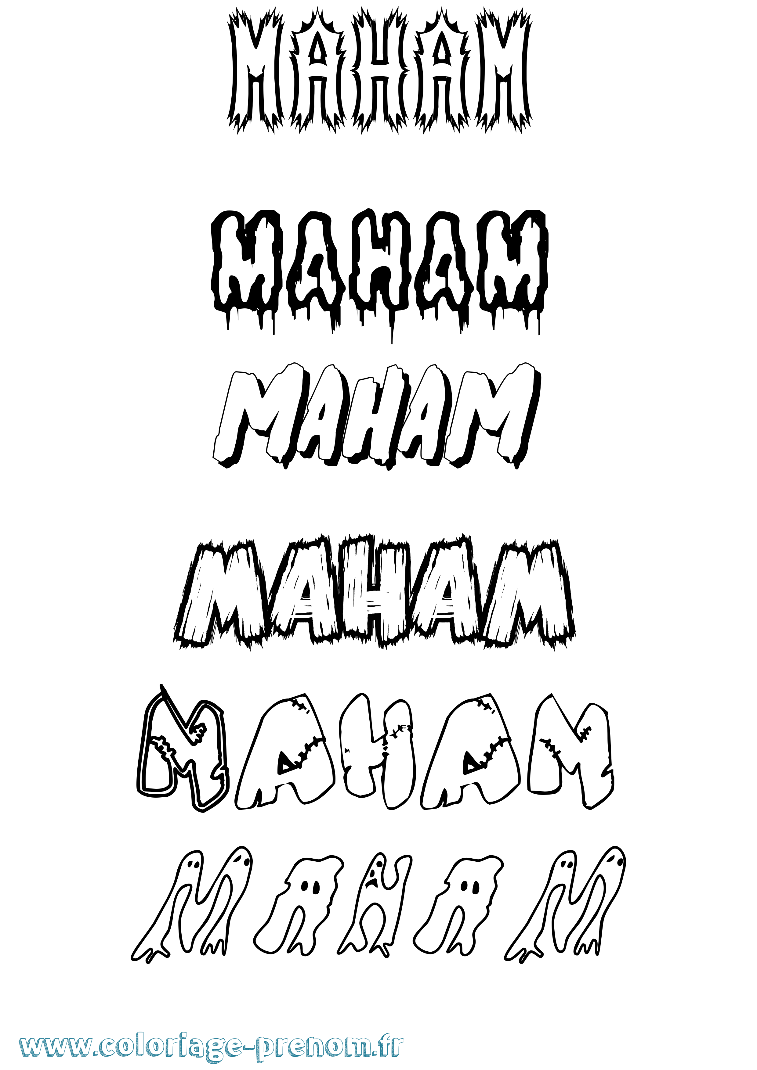 Coloriage Maham Frisson Coloriage prénom Maham Frisson