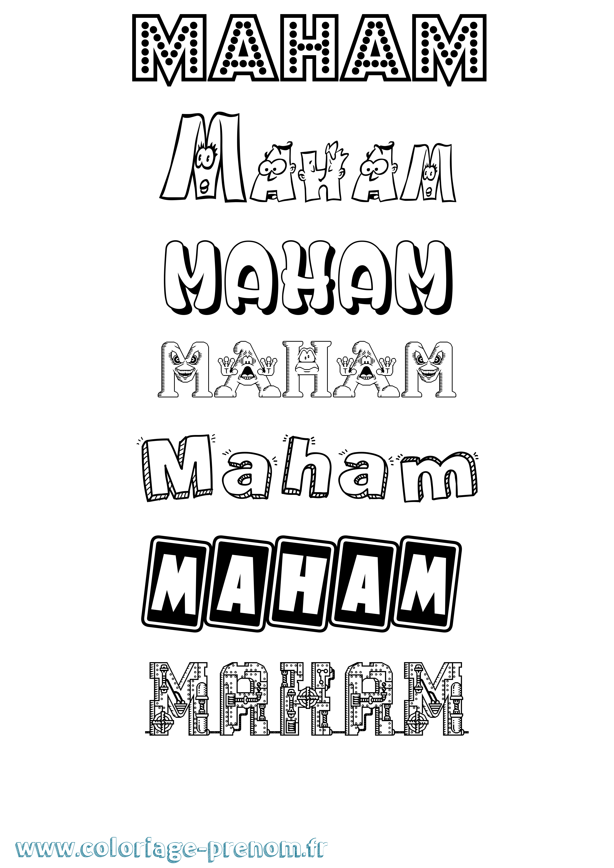 Coloriage Maham Fun Coloriage prénom Maham Fun