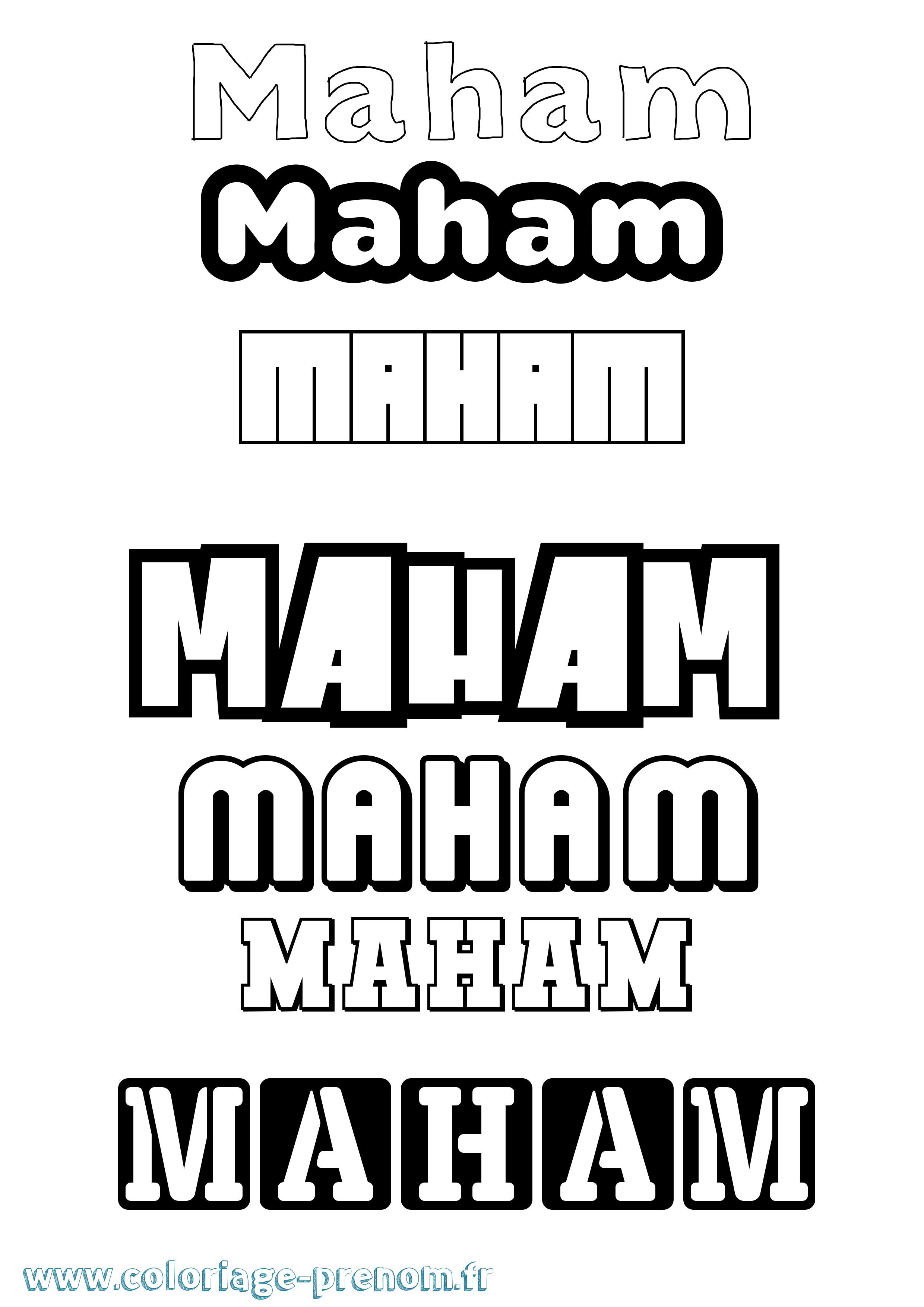 Coloriage Maham Simple Coloriage prénom Maham Simple