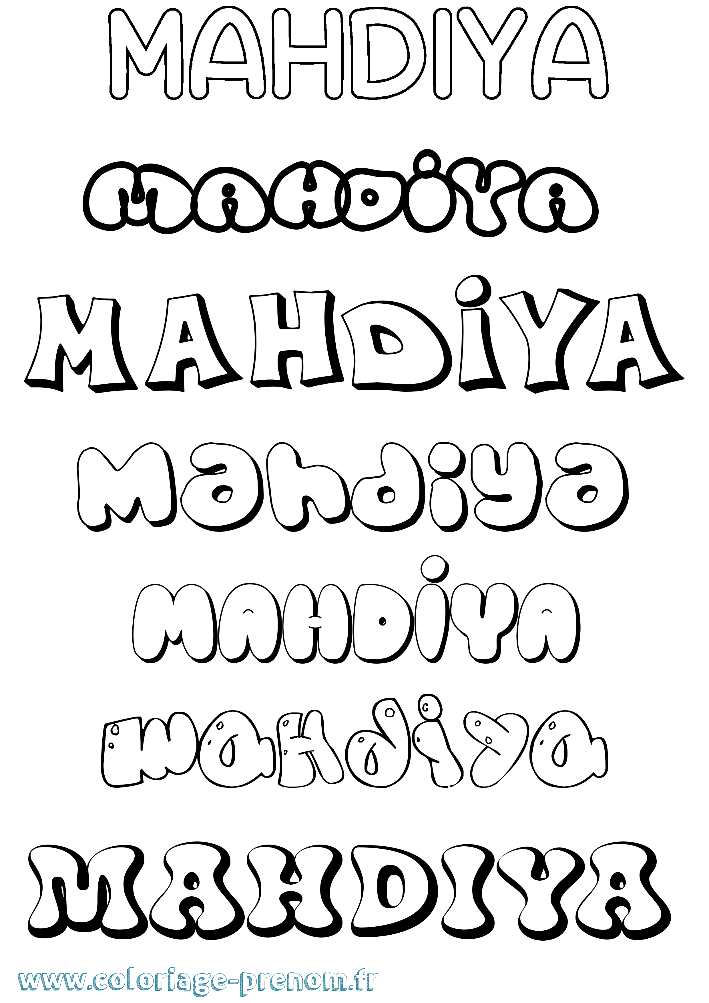 Coloriage Mahdiya Bubble Coloriage prénom Mahdiya Bubble