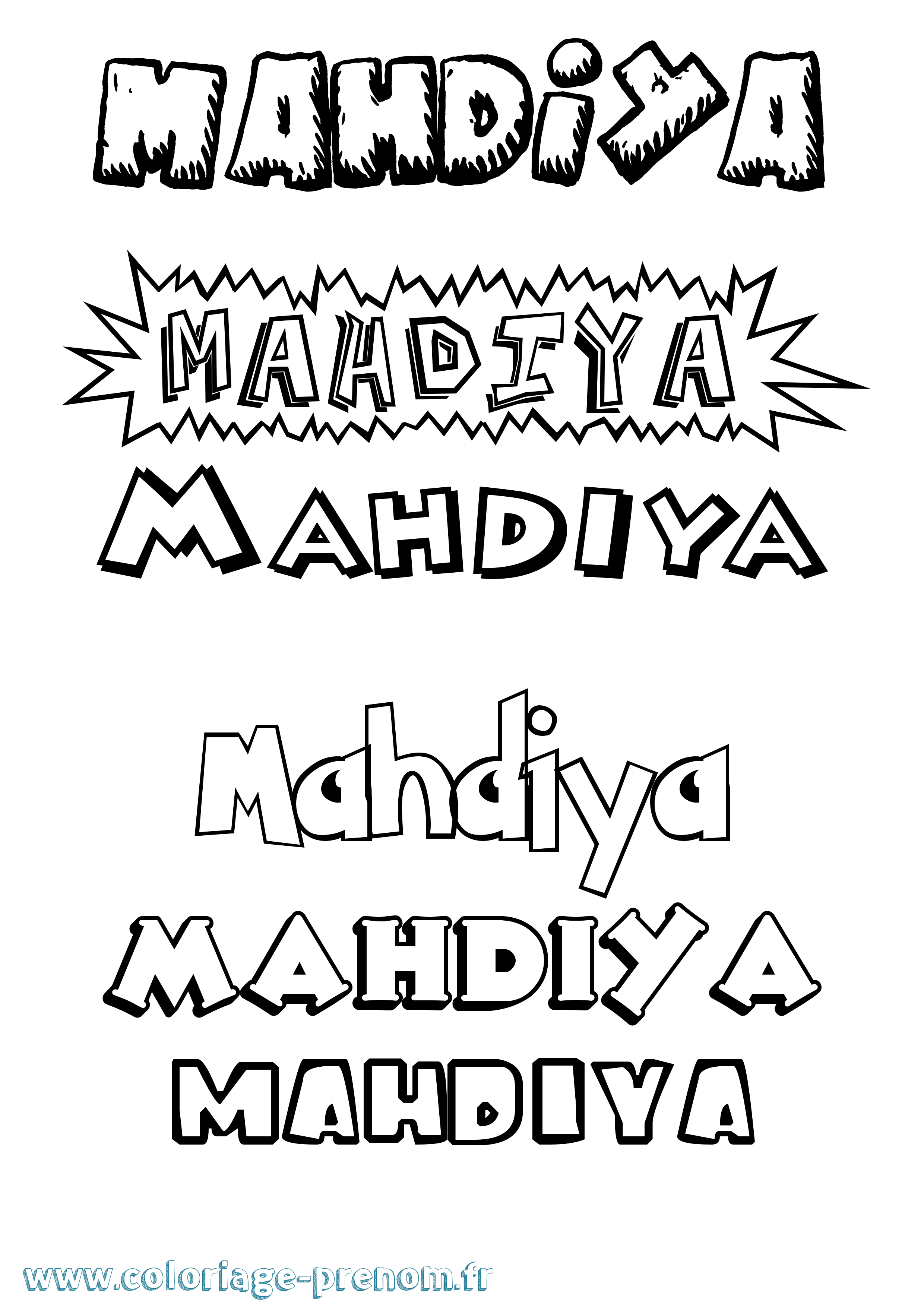 Coloriage Mahdiya Dessin Animé Coloriage prénom Mahdiya Dessin Animé