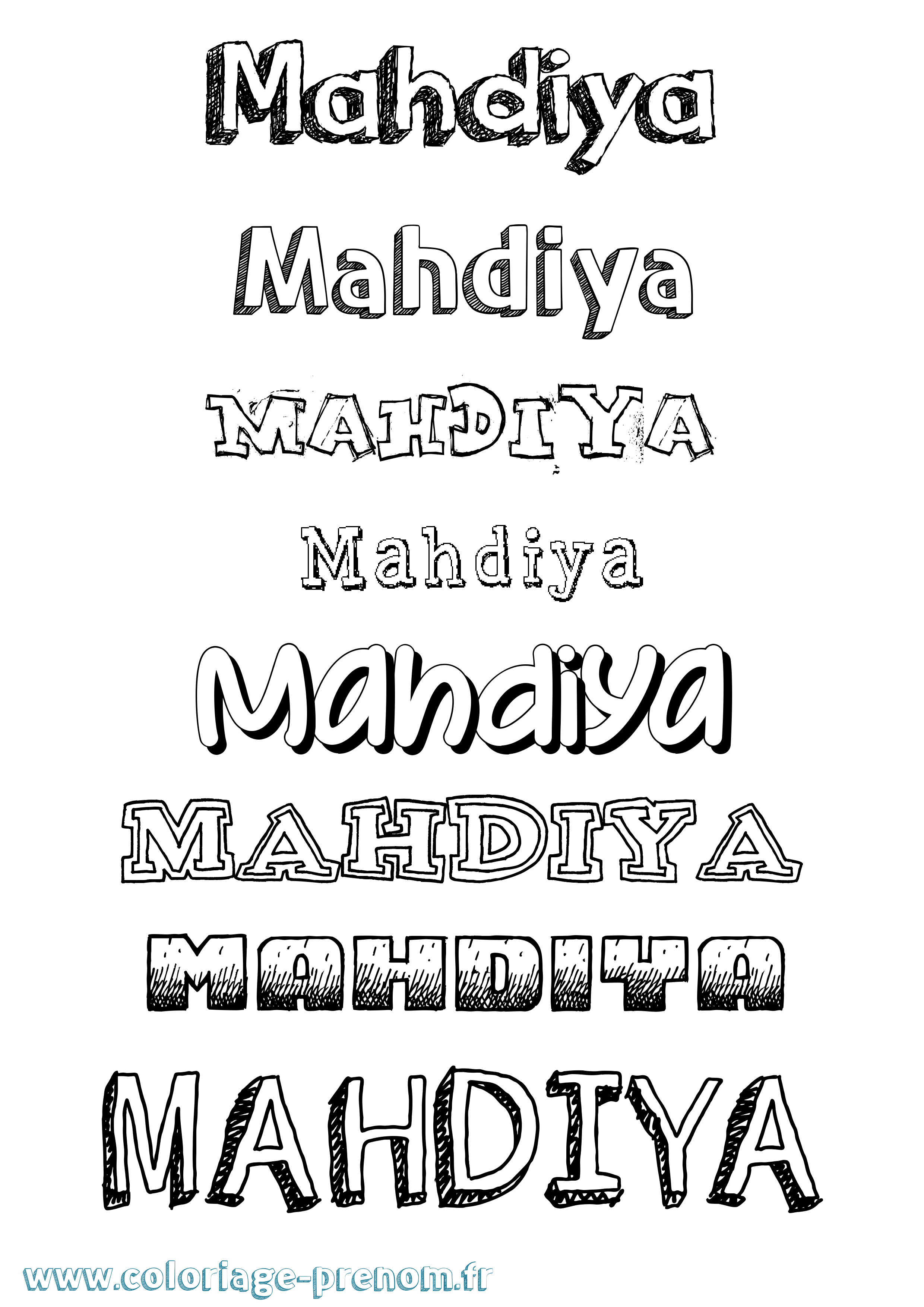 Coloriage Mahdiya Dessiné Coloriage prénom Mahdiya Dessiné