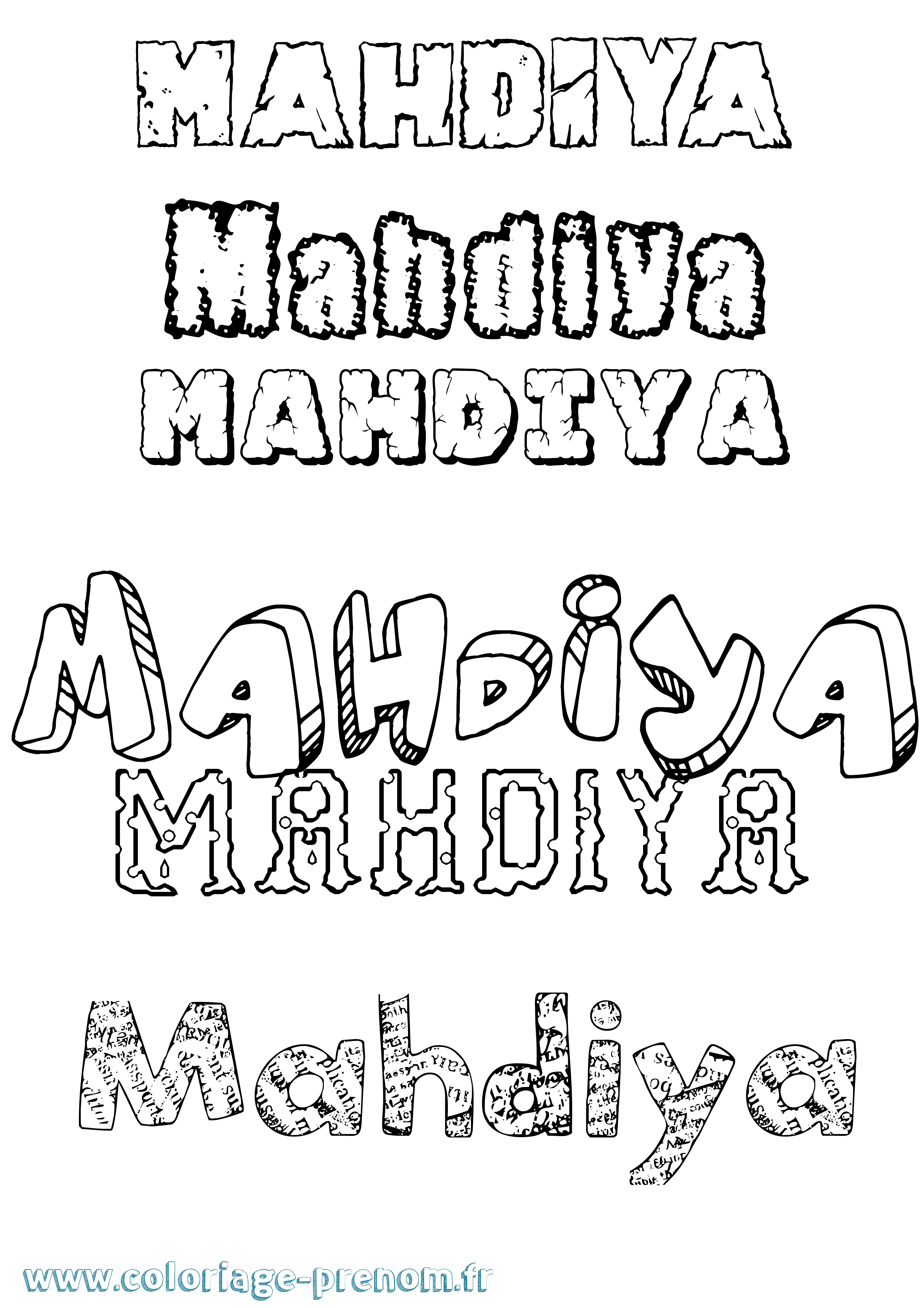Coloriage Mahdiya Destructuré Coloriage prénom Mahdiya Destructuré