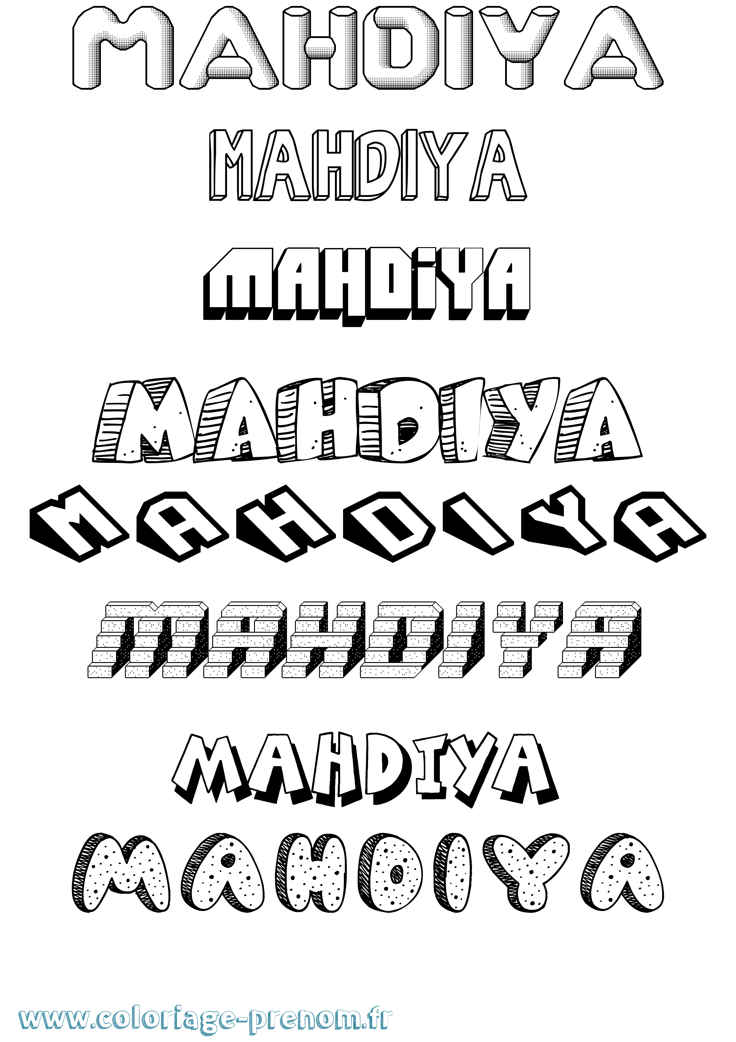 Coloriage Mahdiya Effet 3D Coloriage prénom Mahdiya Effet 3D